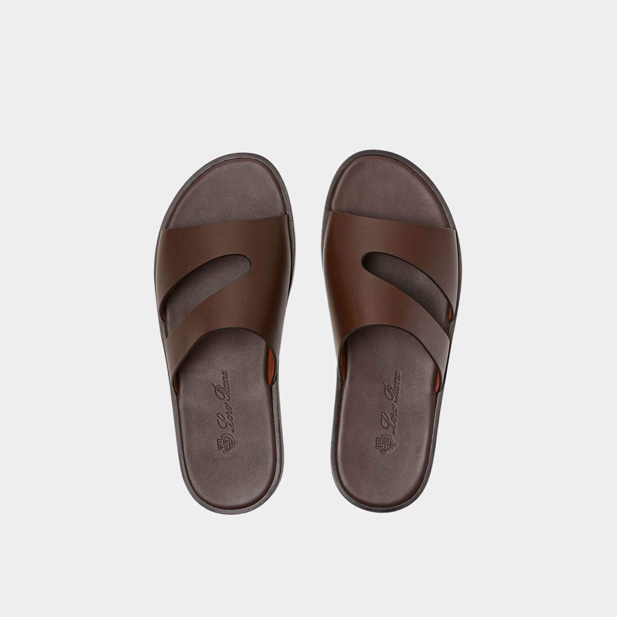Loro Piana Pilat Plain Walk Sandal Calfskin, Dark Moka, Top