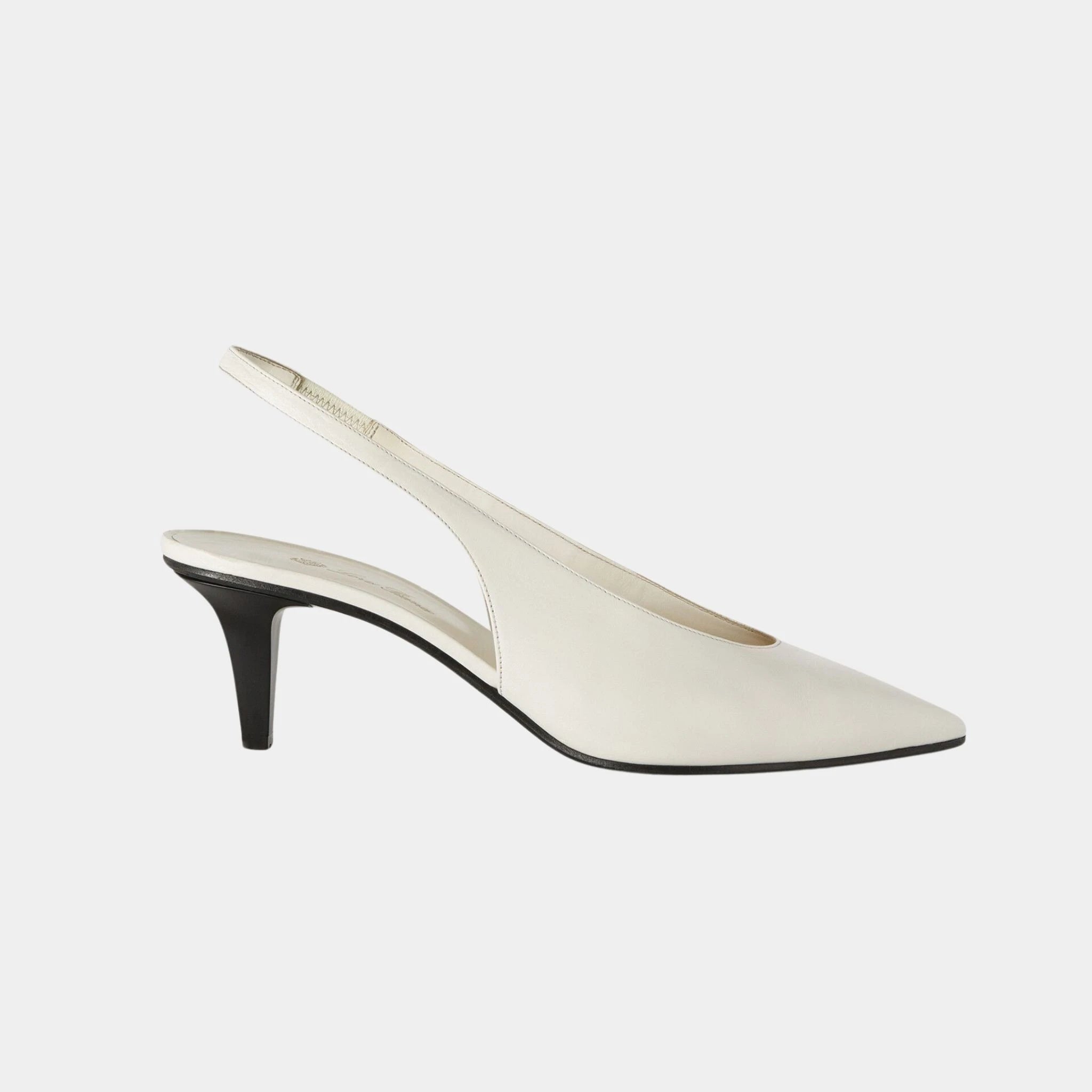 Loro Piana Rebecca Slingback in Calfskin, Light White Milk, Side