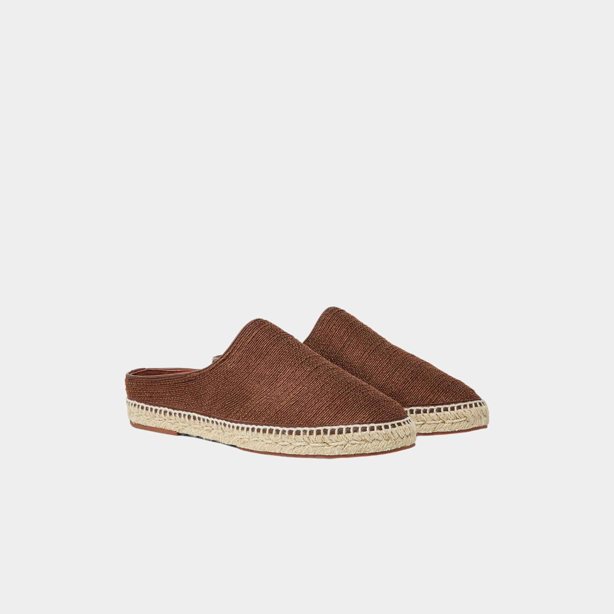 Loro Piana Sea Sabot Walk Espadrille With Rope Sole, Marron, Front