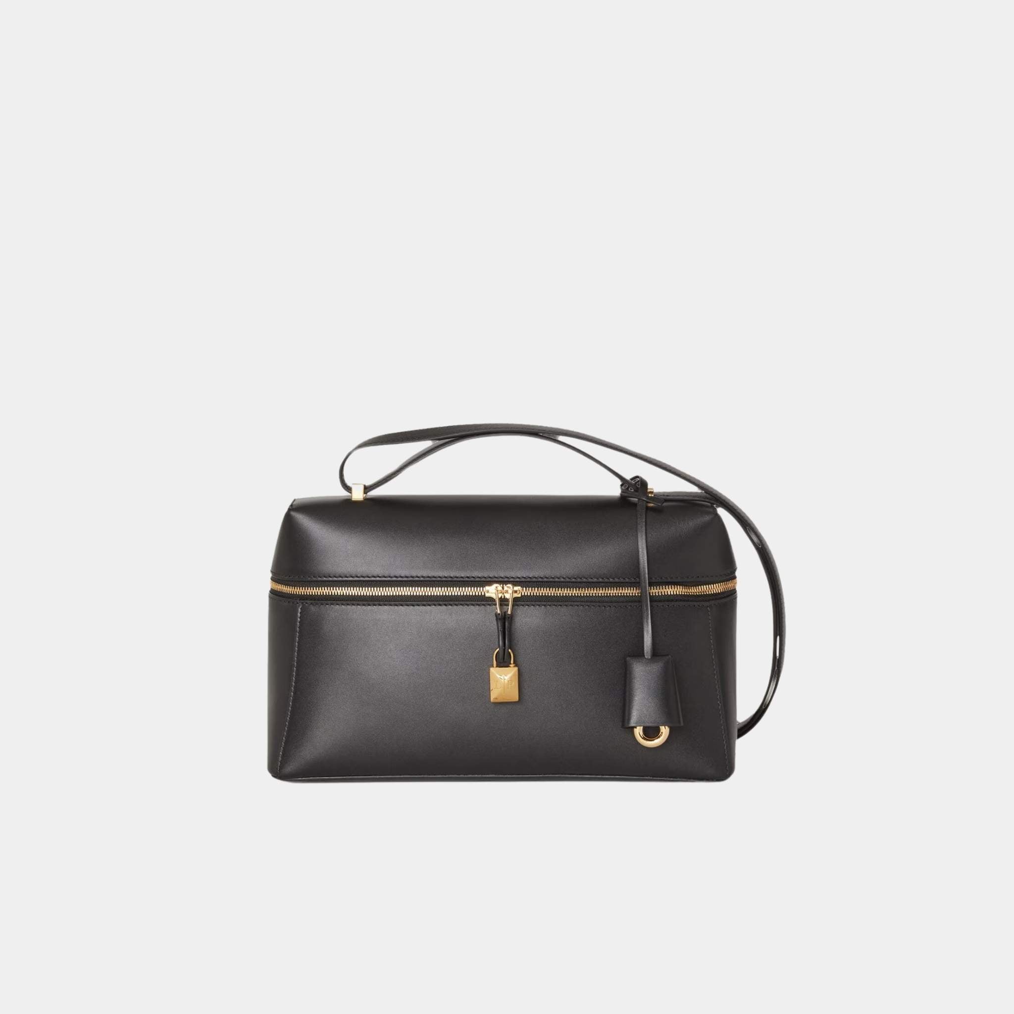 Loro Piana Extra Bag L27 In Smooth Calfskin, Black, Front