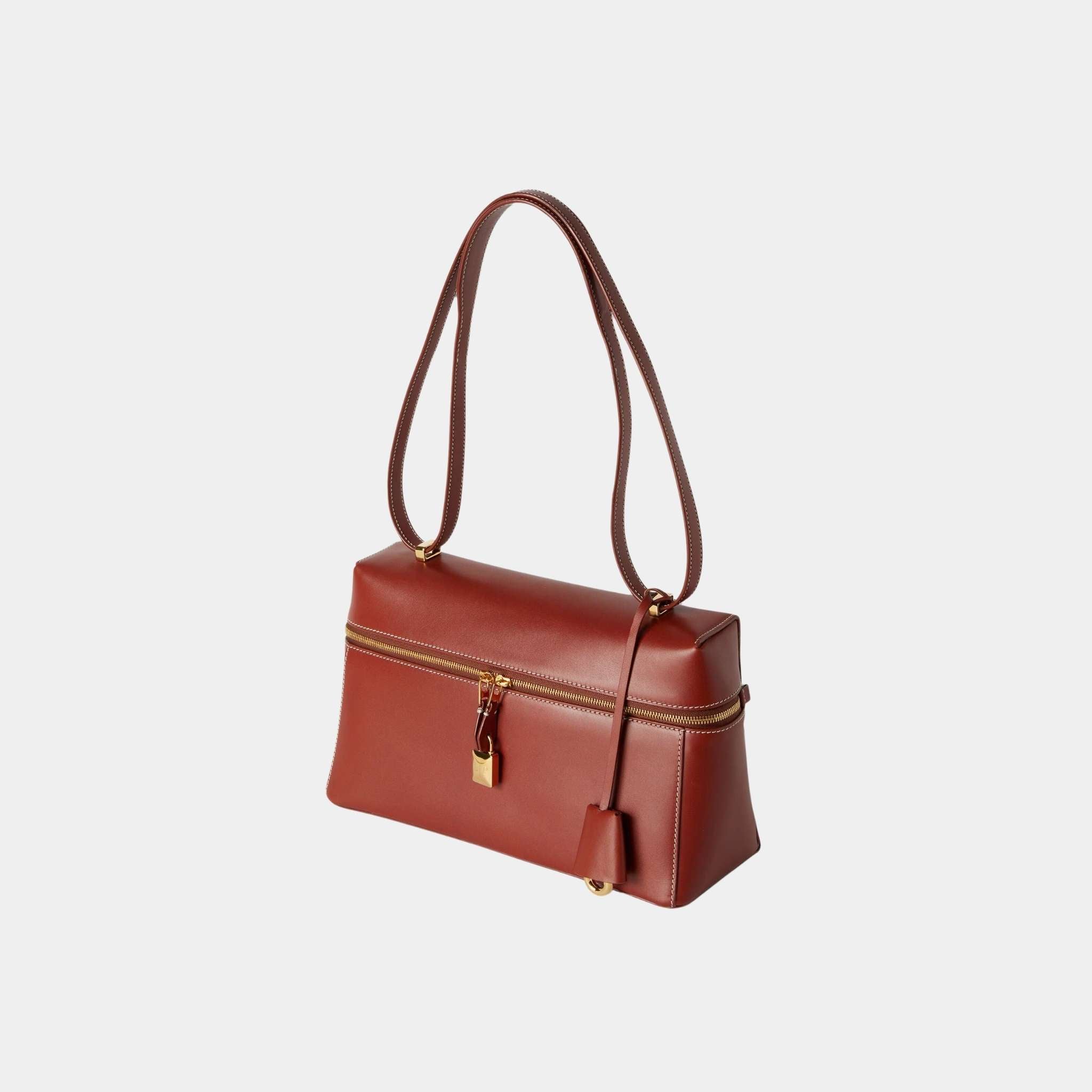 Loro Piana Extra Bag L27 In Smooth Calfskin, Deep Kummel, Side