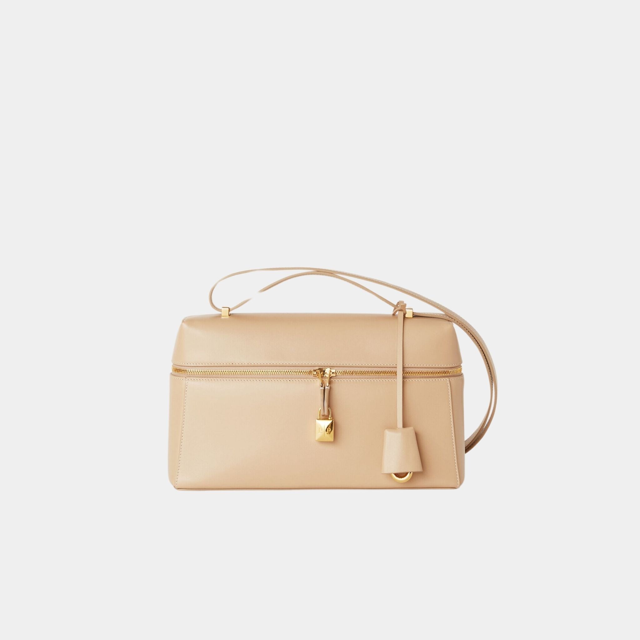 Loro Piana Extra Bag L27 In Smooth Calfskin, Light Mastic, Front