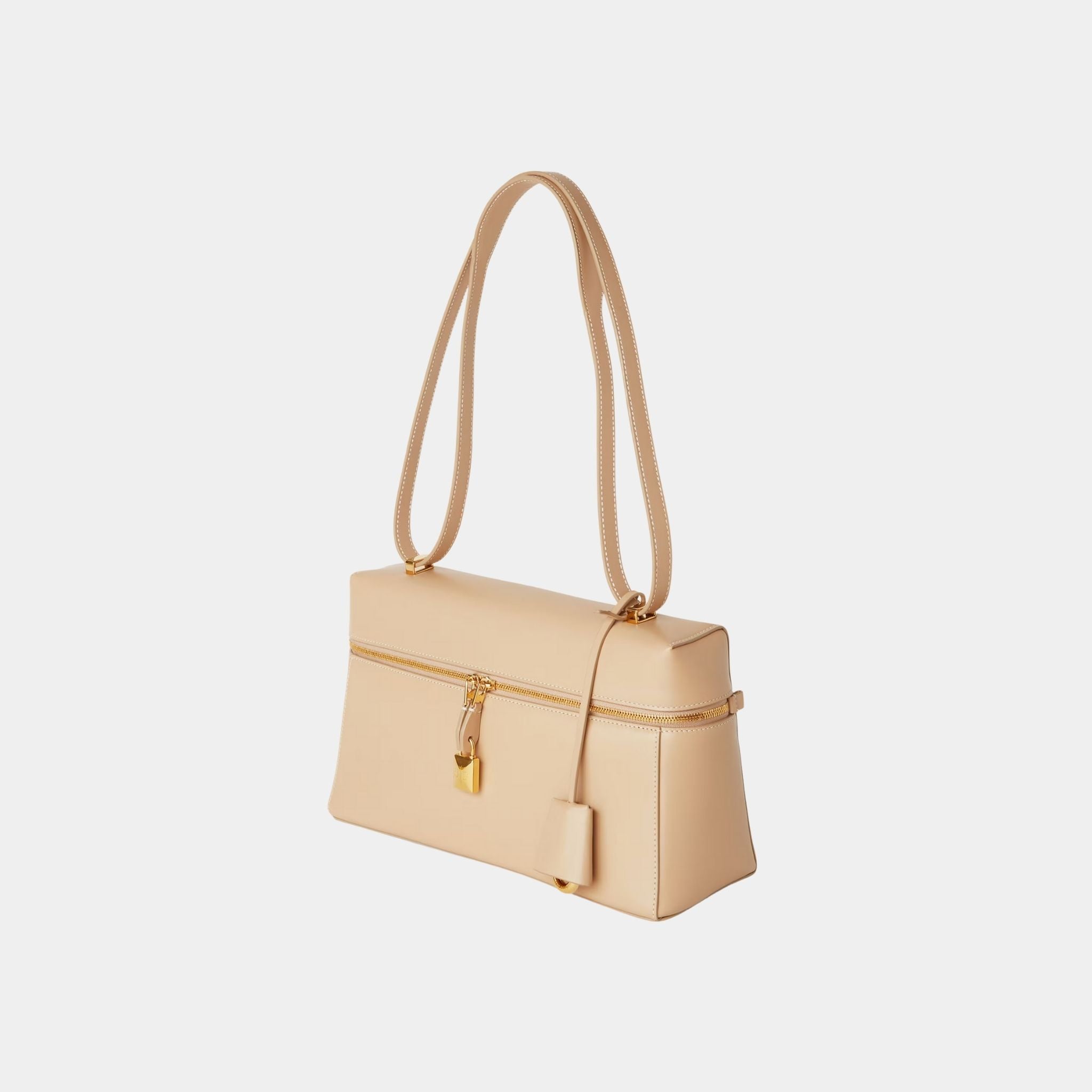 Loro Piana Extra Bag L27 In Smooth Calfskin, Light Mastic, Side