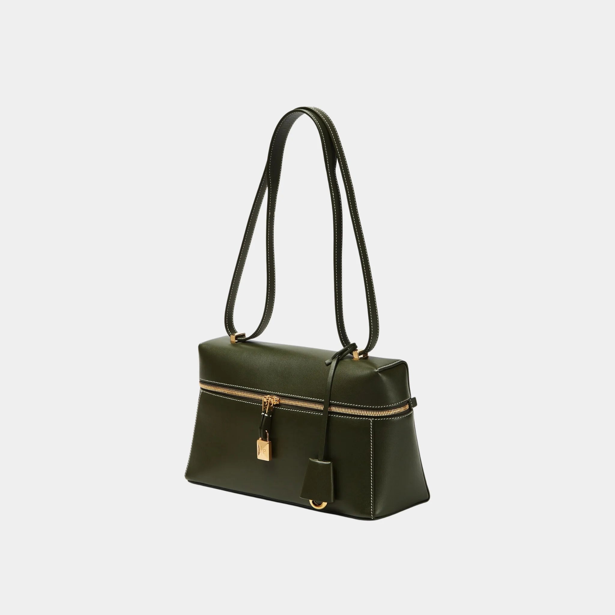 Loro Piana Extra Bag L27 In Smooth Calfskin, Ribbon Green, Side