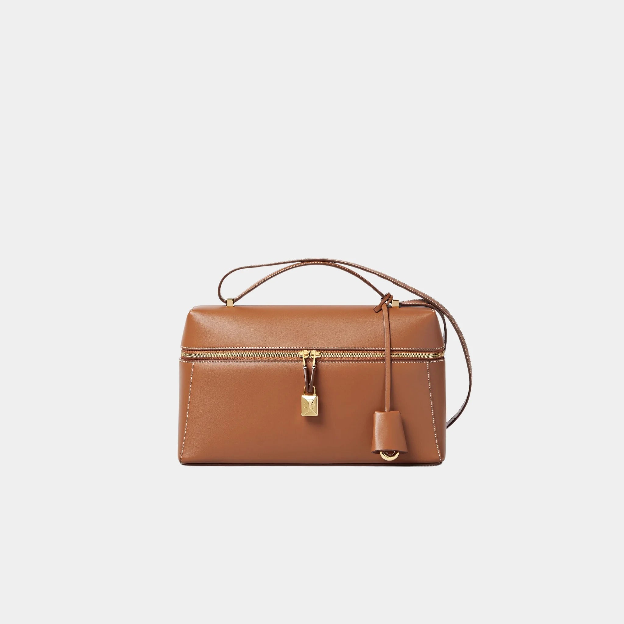 Loro Piana Extra Bag L27 In Smooth Calfskin, Warm Tan, Front
