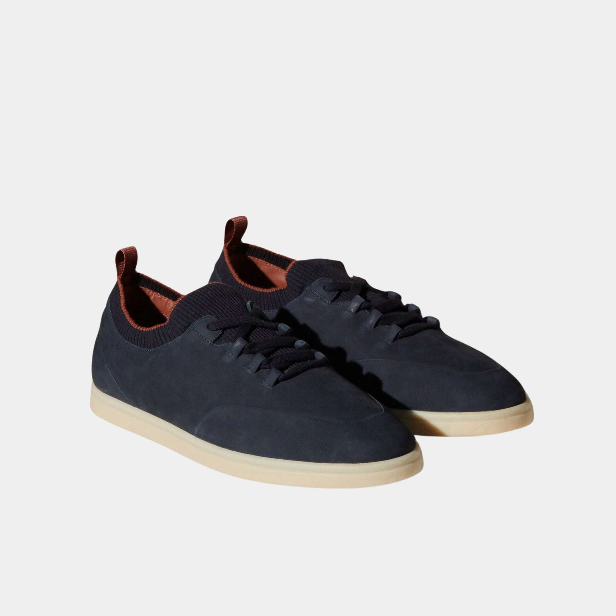 Loro Piana Soho Walk Sneakers Calfskin, Navy Blue, Front