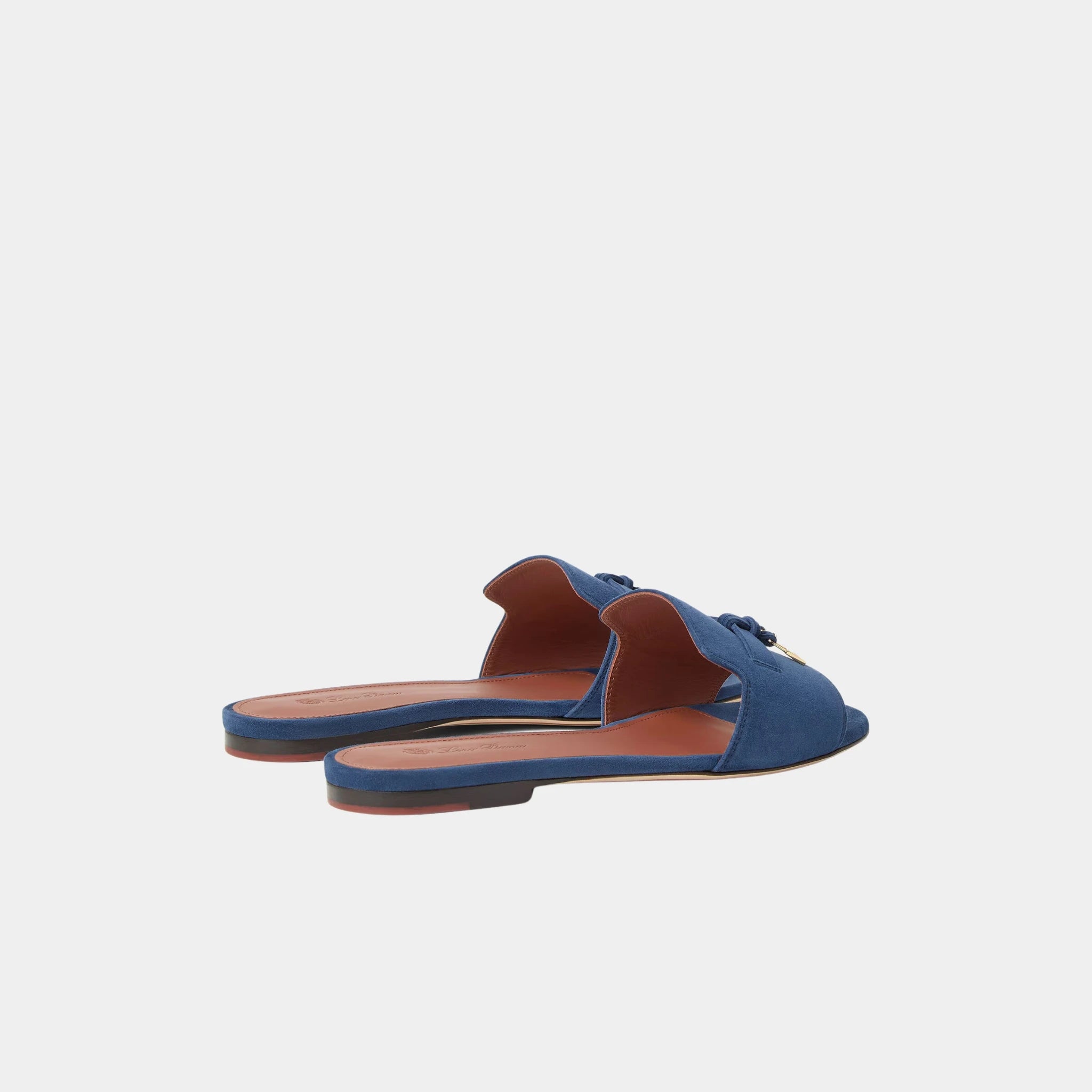 Loro Piana Summer Charms Sandal Flat In Suede Goatskin, Ocean Heart, Back