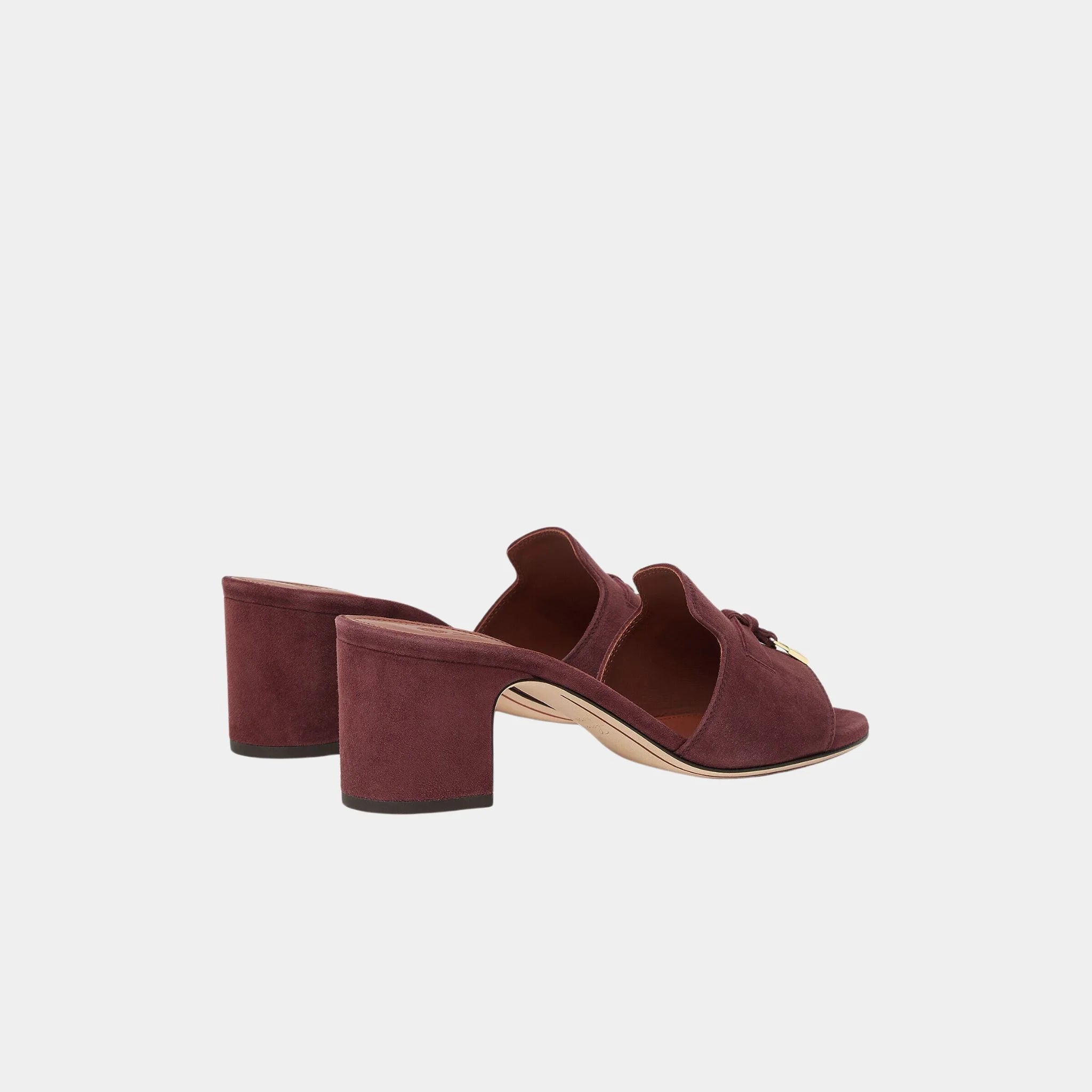 Loro Piana Summer Charms Heel Sandal Suede Goatskin, Oxblood, Back