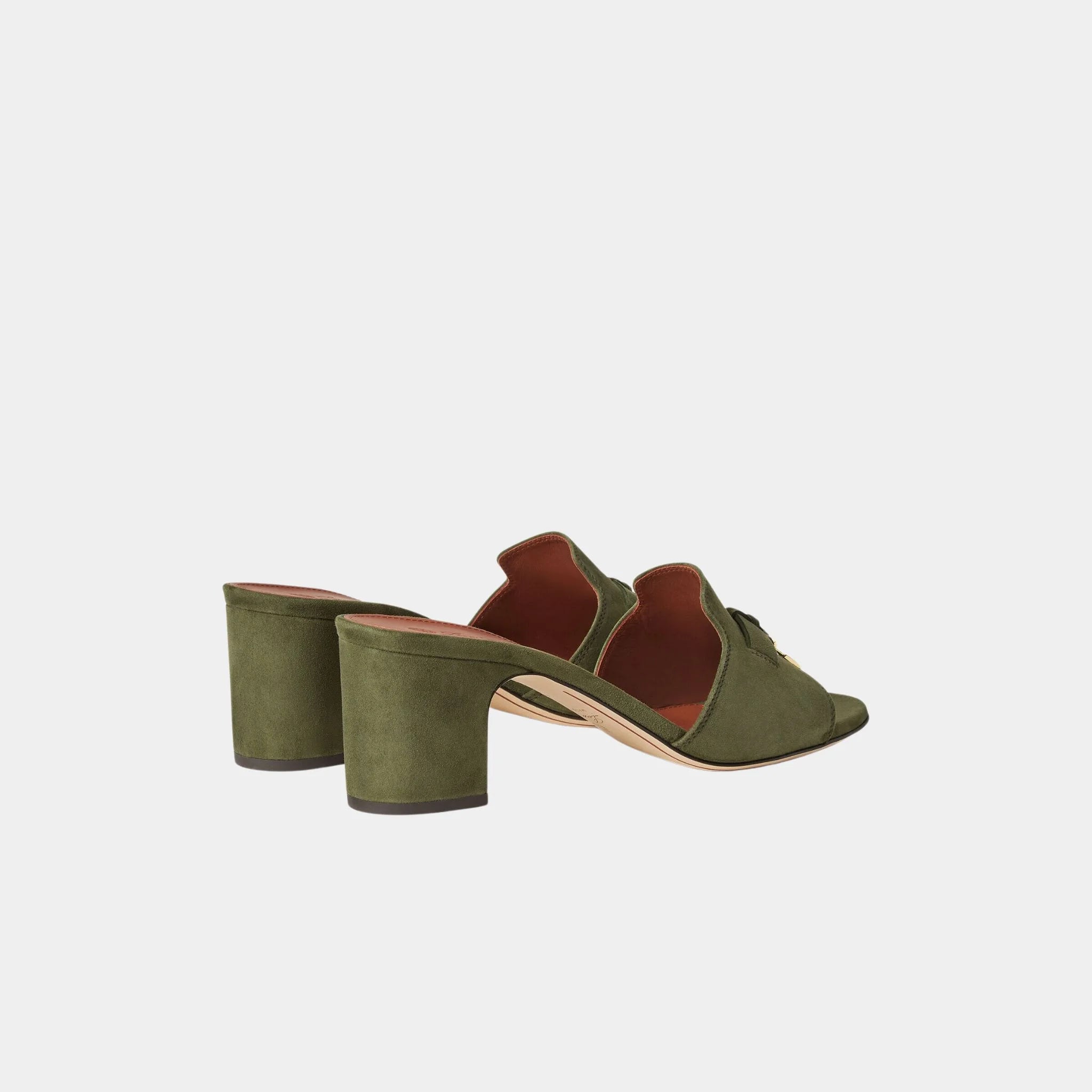 Loro Piana Summer Charms Heel Sandal Suede Goatskin, Ribbon Green, Back