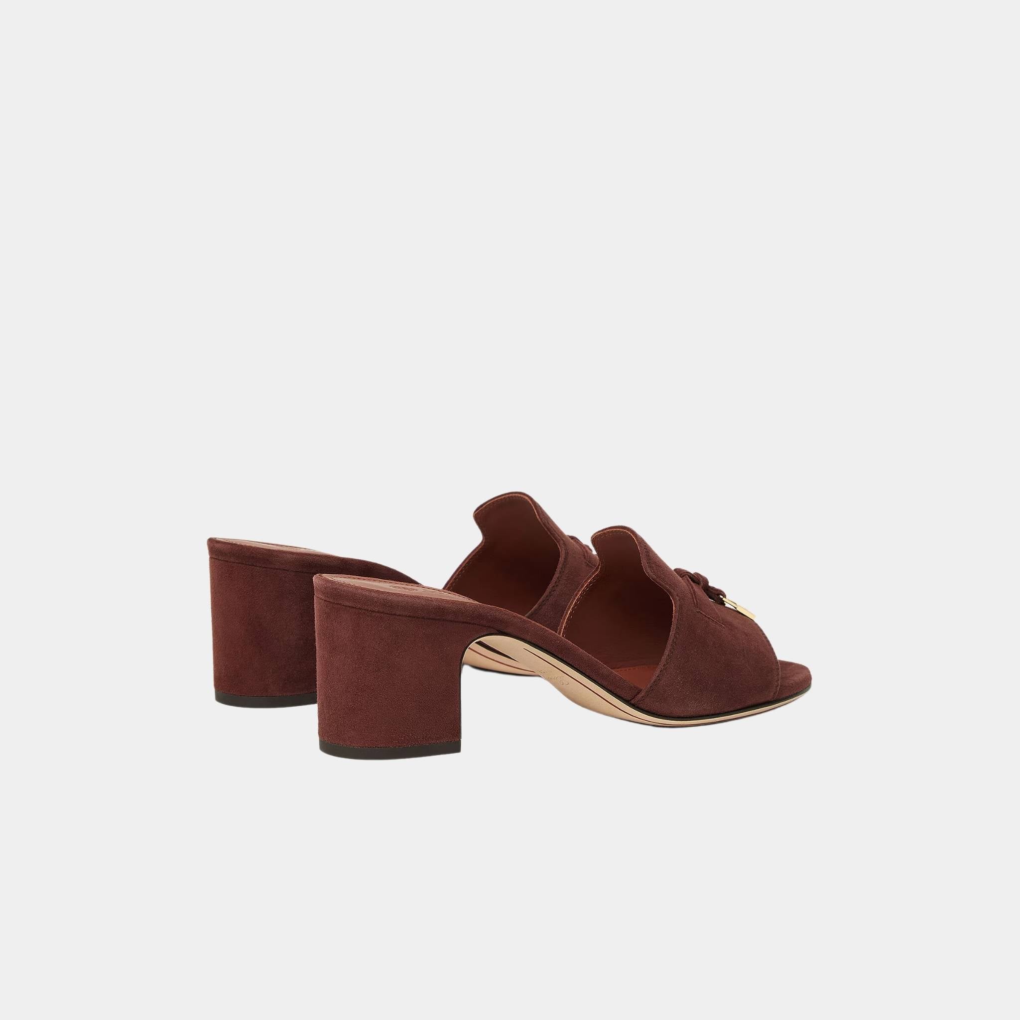 Loro Piana Summer Charms Heeled Sandal, Fireplace, Back