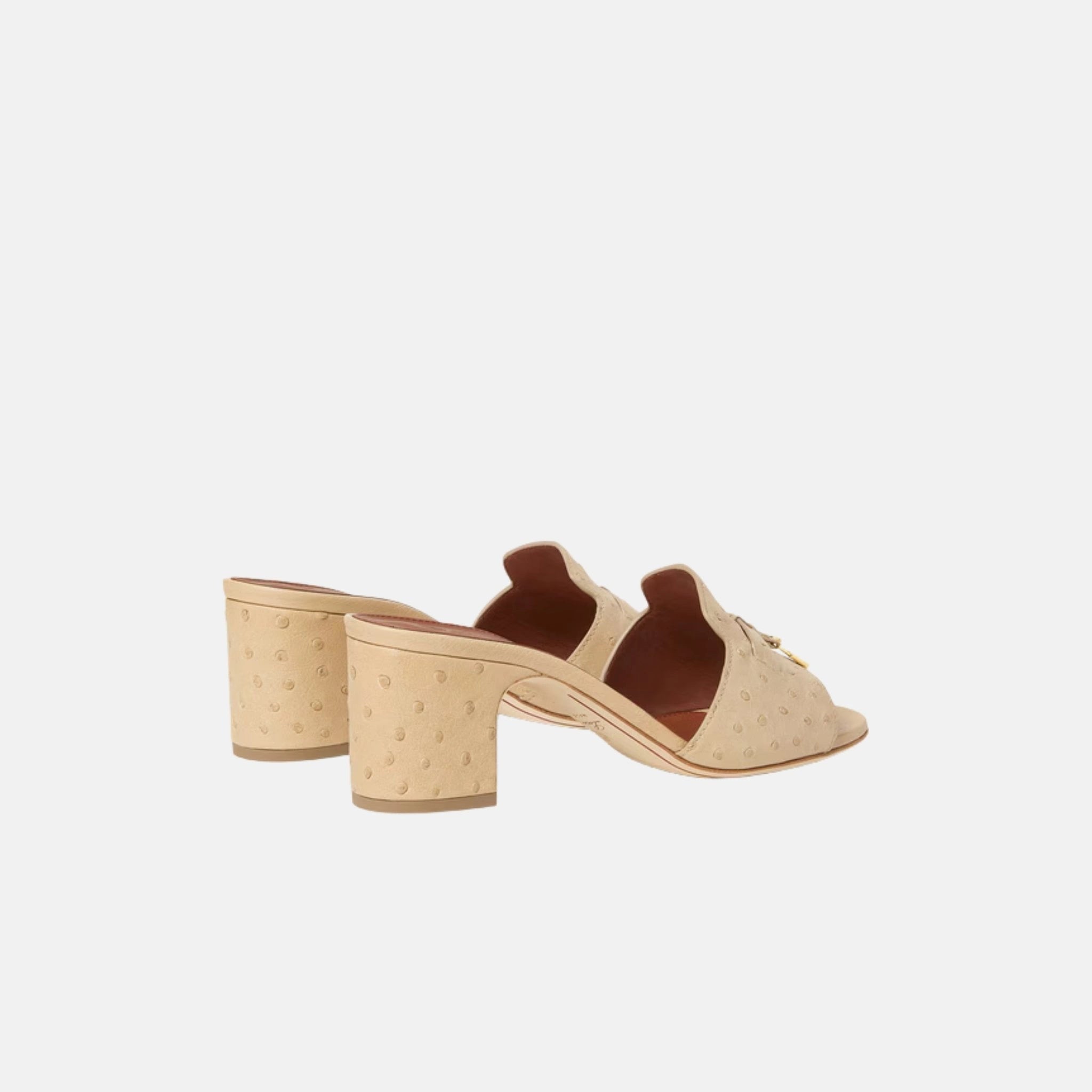 Loro Piana Summer Charms Heeled Sandal Ostrich Leather, Orix, Back