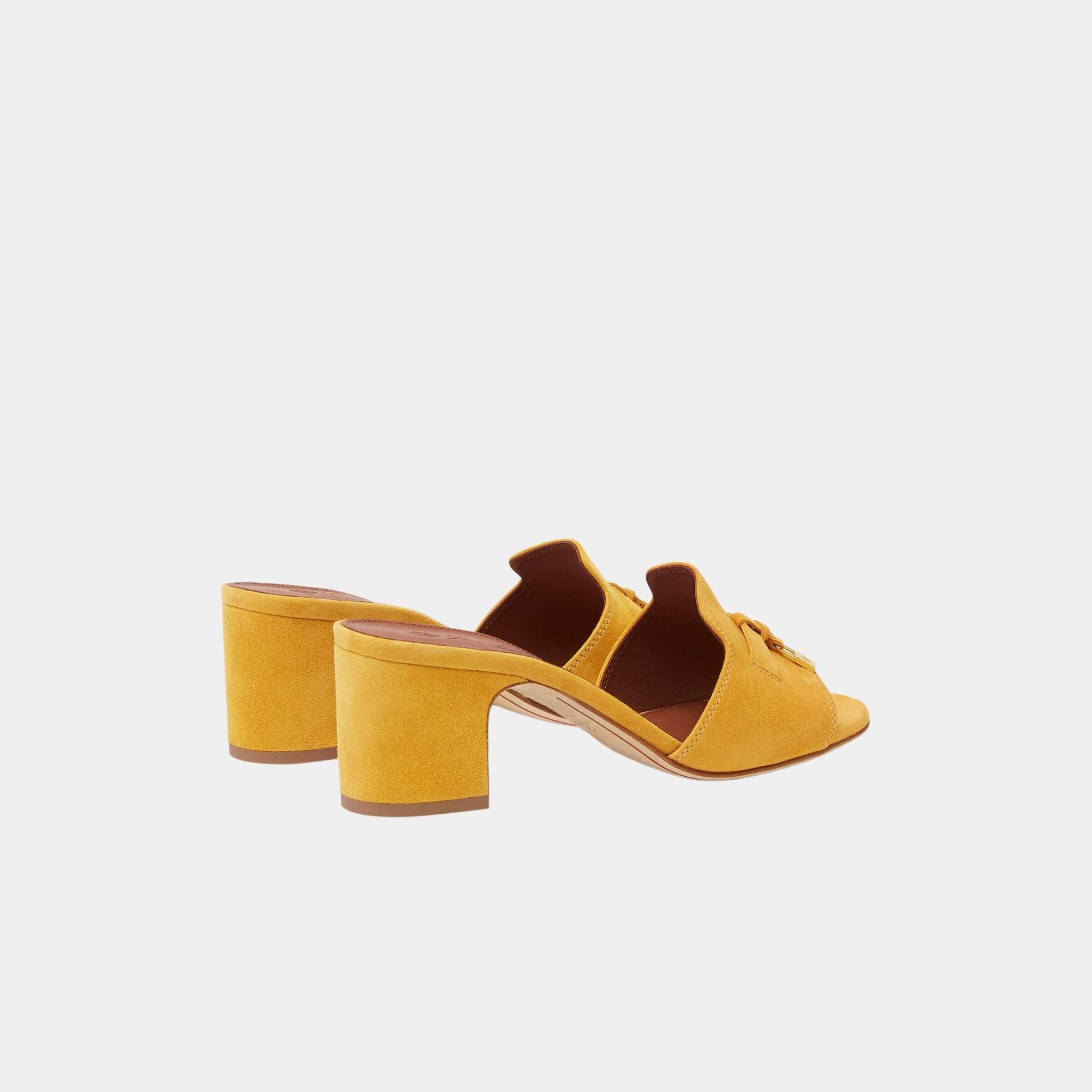 Loro Piana Summer Charms Heeled Sandal, Saffron Tea, Back