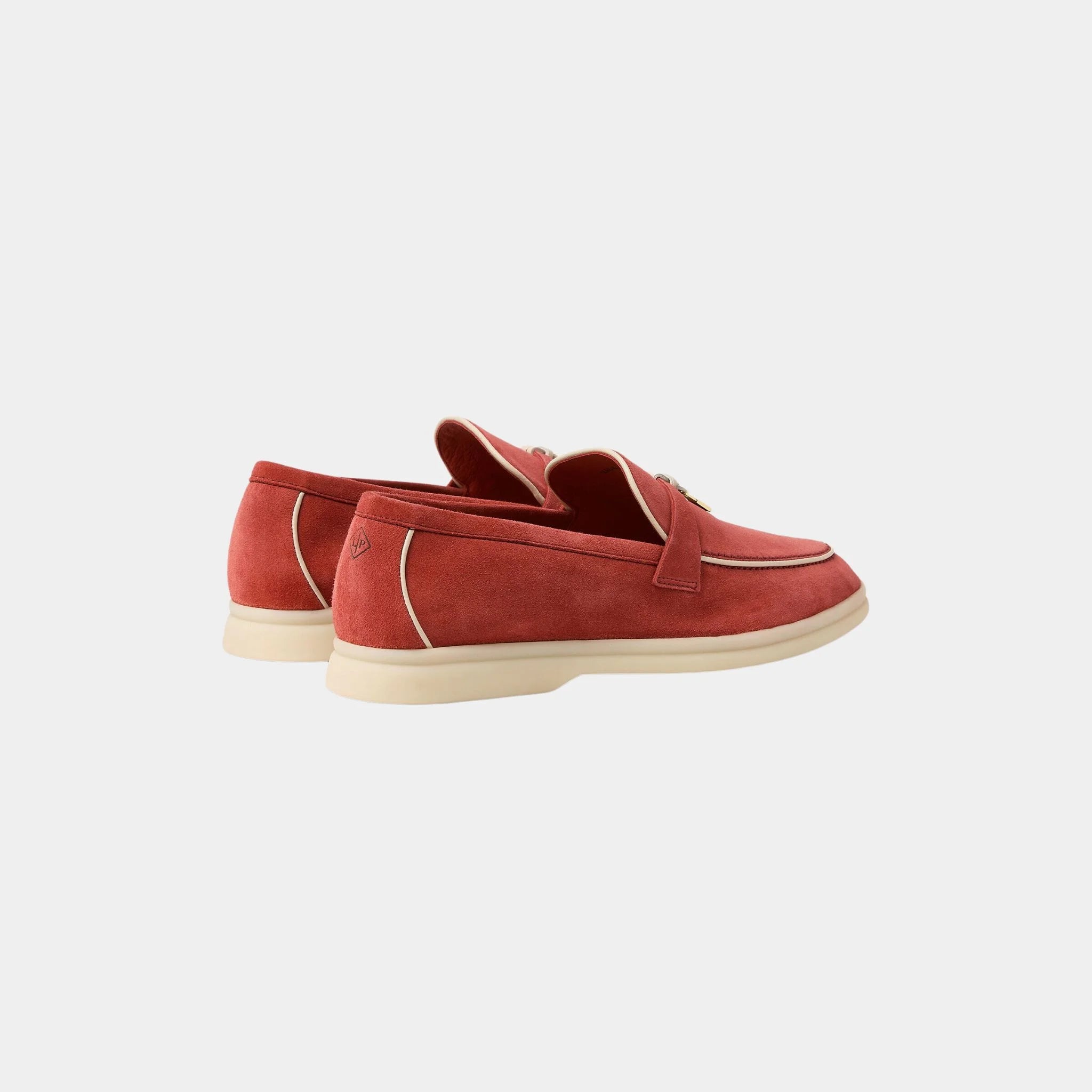 Loro Piana Summer Charms Walk Loafers In Suede Goatskin, Windsor Red, Back