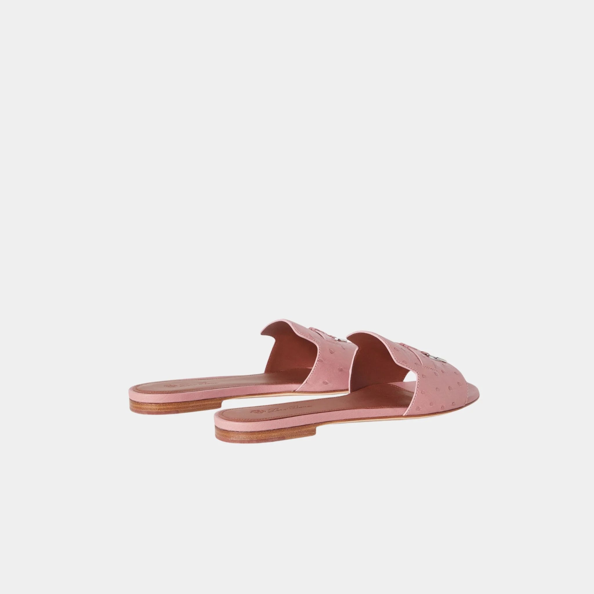 Loro Piana Summer Charms Ostrich Leather Flat Sandal, Noisette Rose, Back