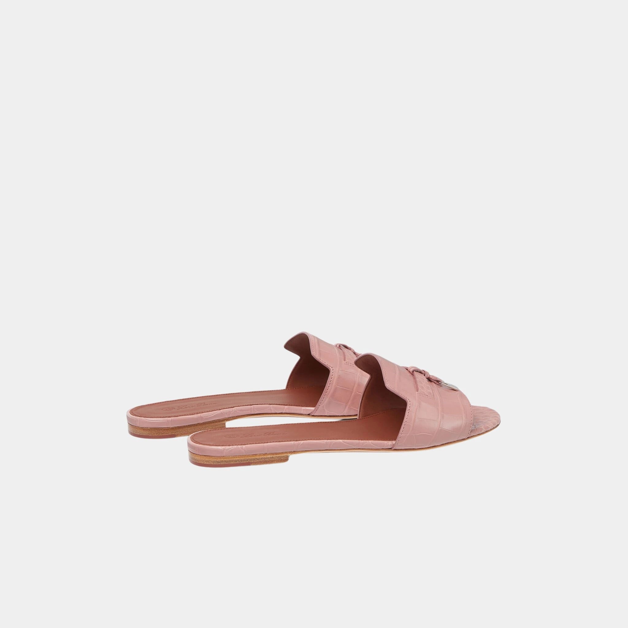 Loro Piana Summer Charms Sandal in Alligator Leather, Noisette Rose, Back