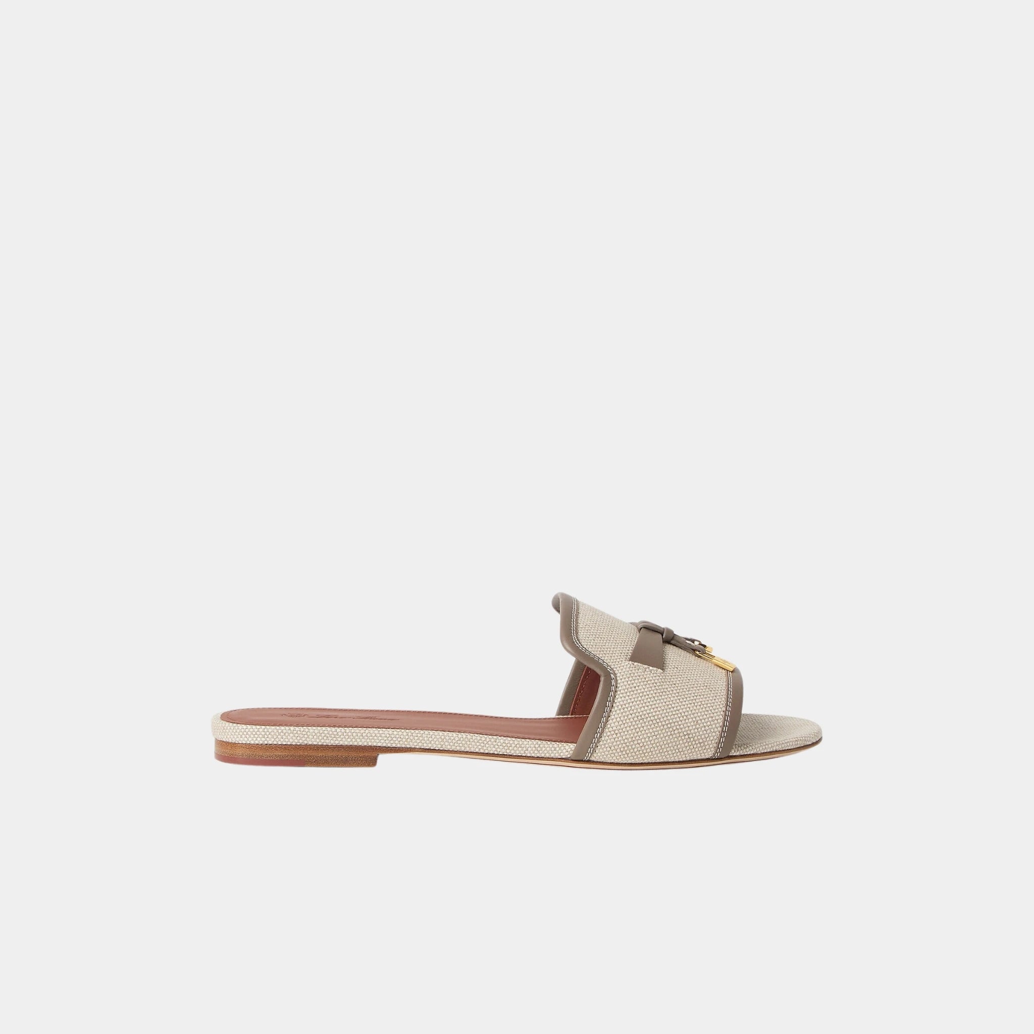 Loro Piana Summer Charms Sandal in Cotton and Linen, Natural, Almond Tree, Side