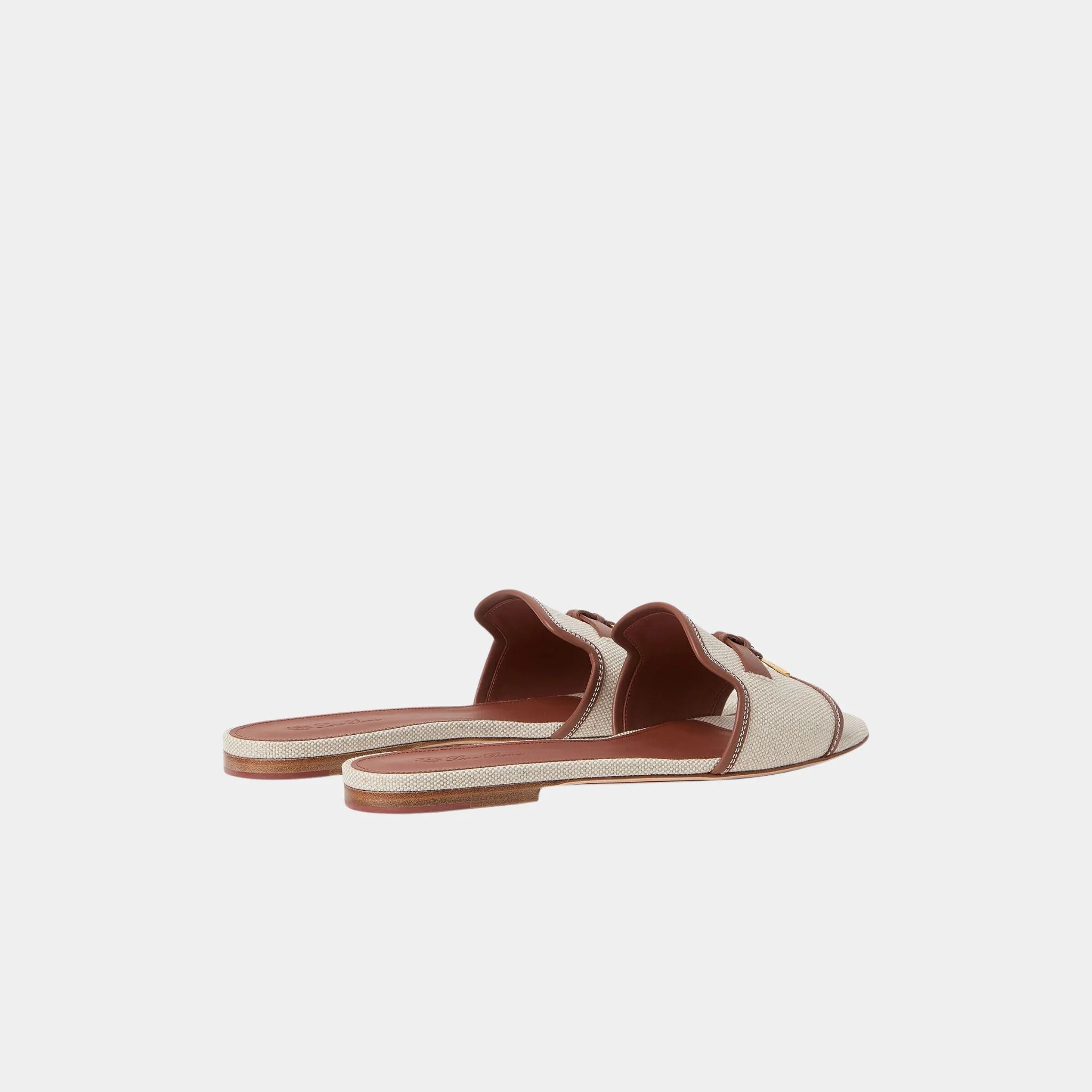 Loro Piana Summer Charms Sandal in Cotton and Linen, Natural, Caramel Sugar, Back