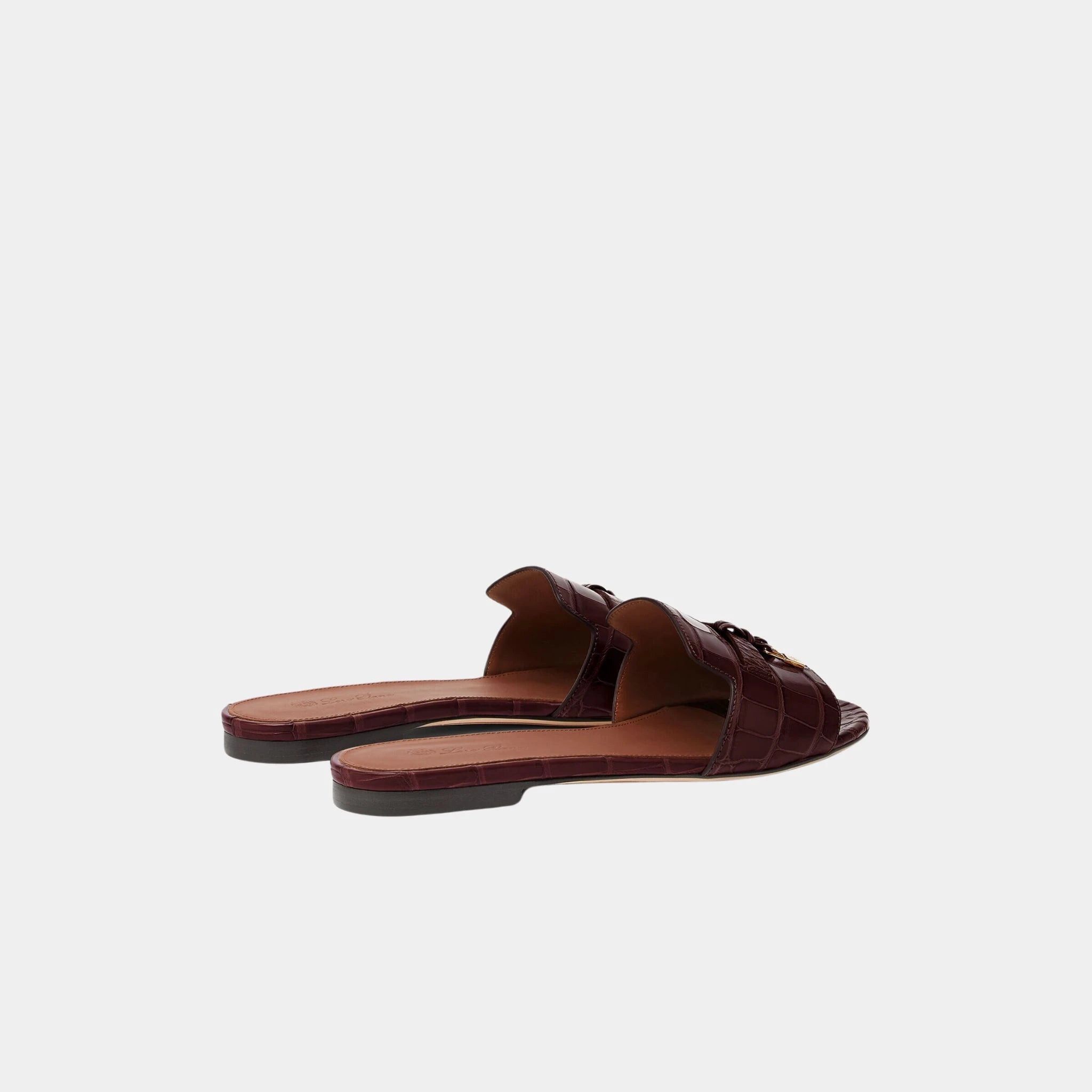 Loro Piana Summer Charms Sandal in Crocodile Leather, Oxblood, Back
