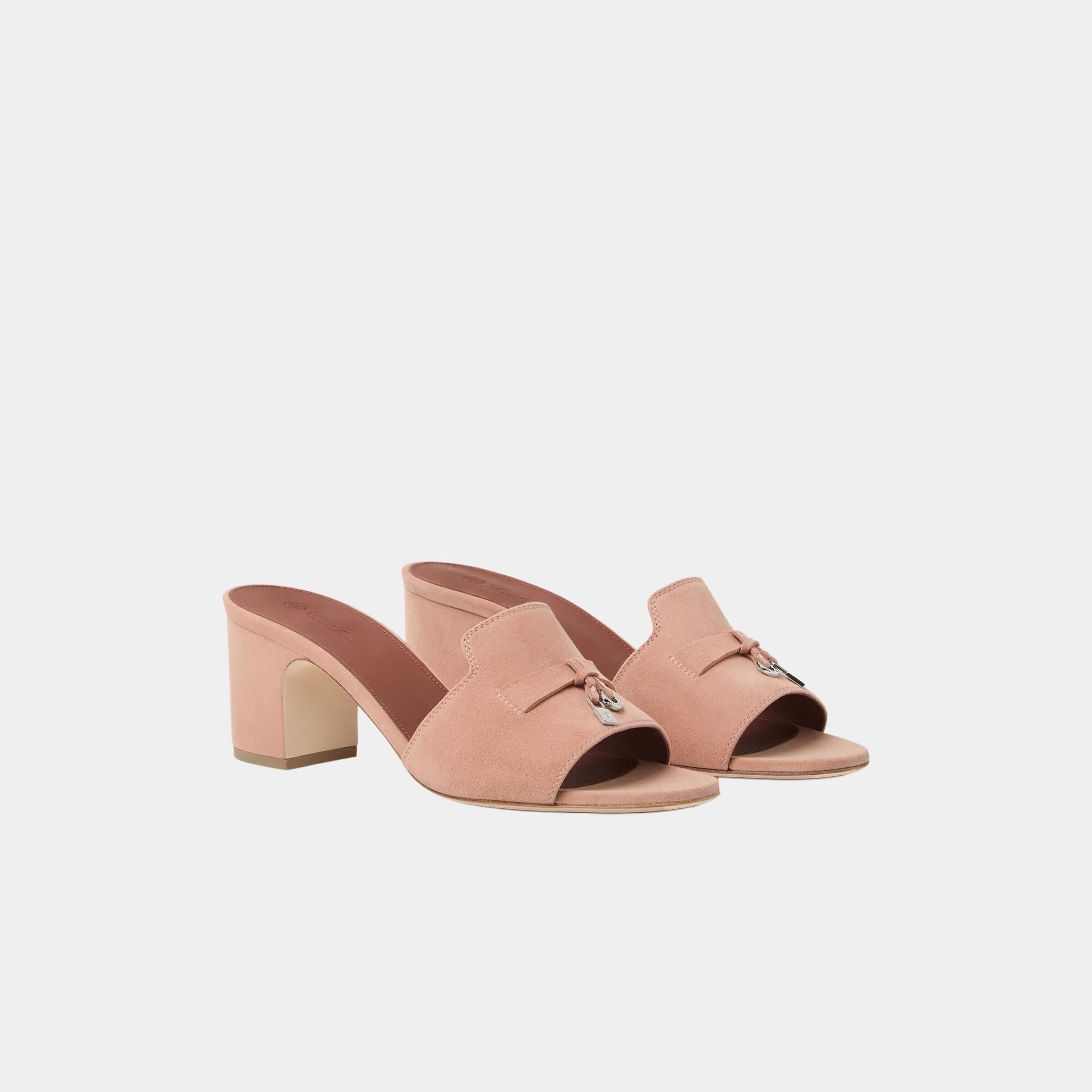 Loro Piana Summer Charms Sandal Heeled, Precious Rose, Front