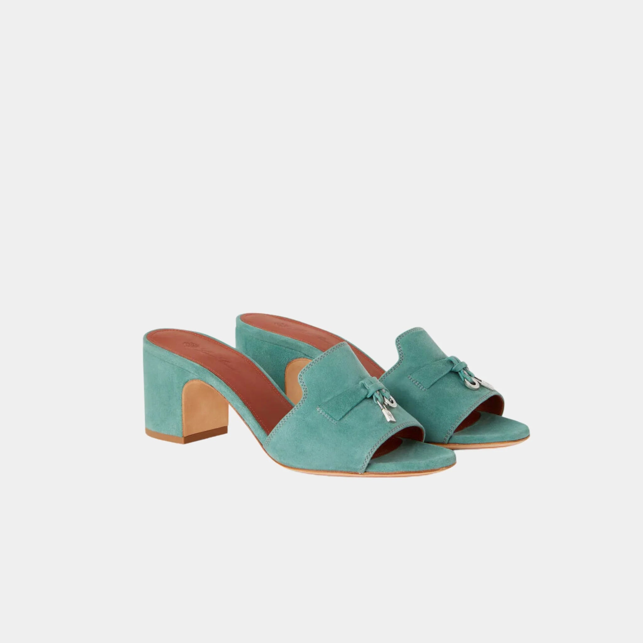 Loro Piana Summer Charms Sandal Heeled, Sap Green, Front