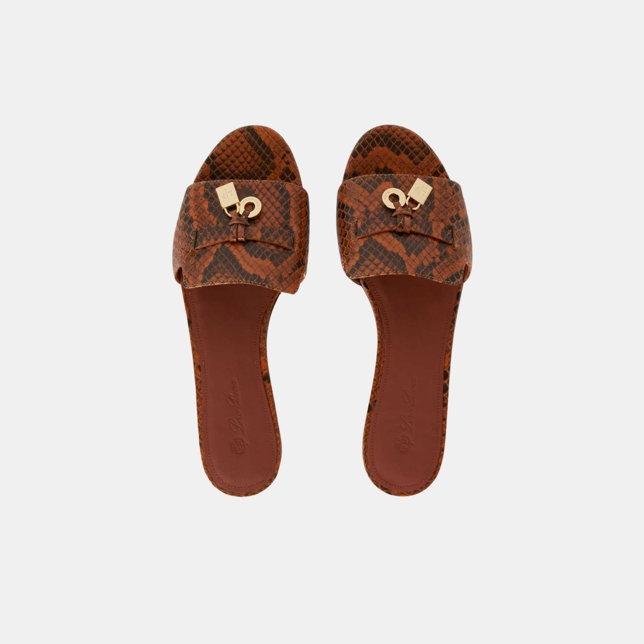 Loro Piana Summer Charms Sandal Matte Python Leather, Ombre Leather, Top