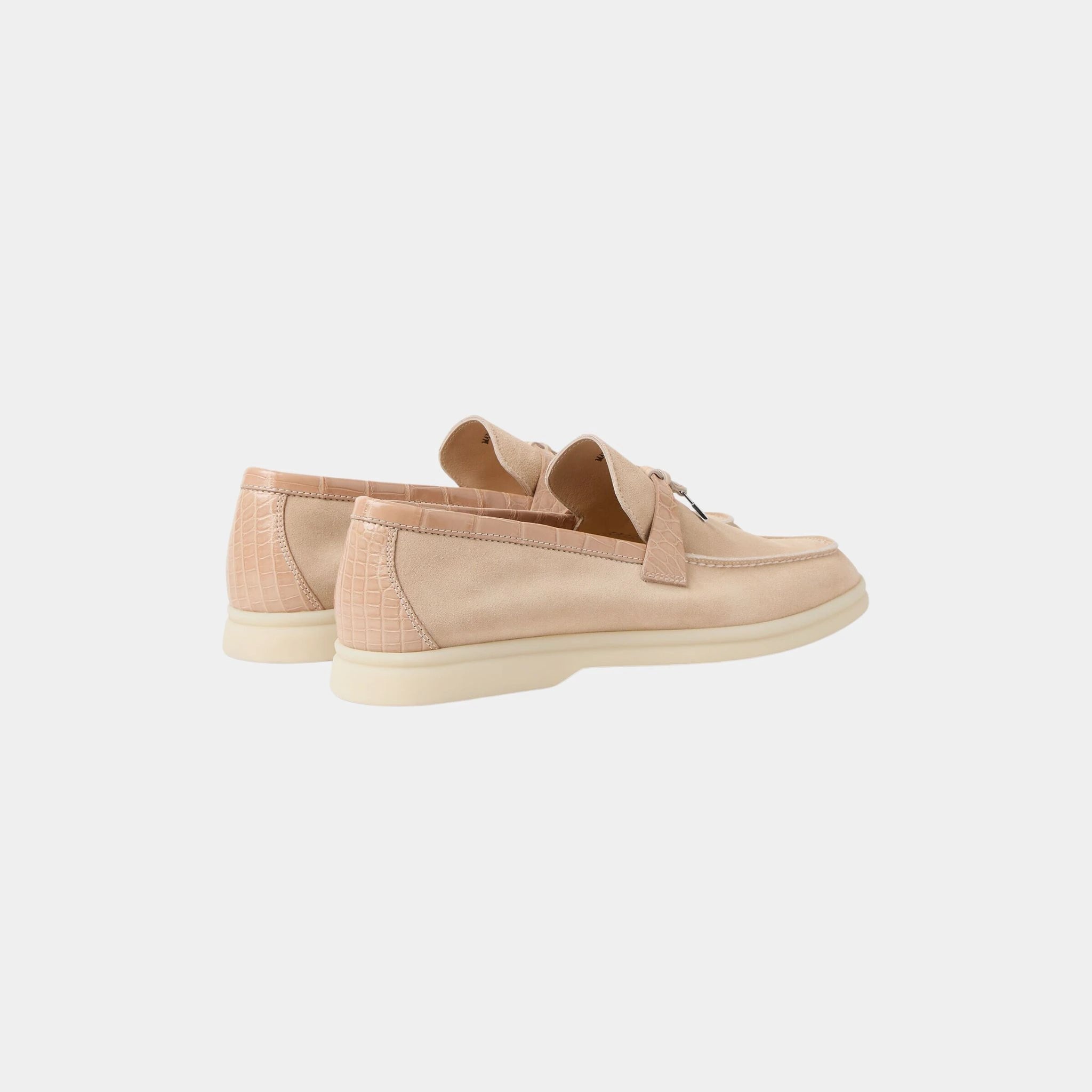 Loro PIana Summer Charms Walk Loafer Suede with Alligator Skin, Himalaya Rose, Back