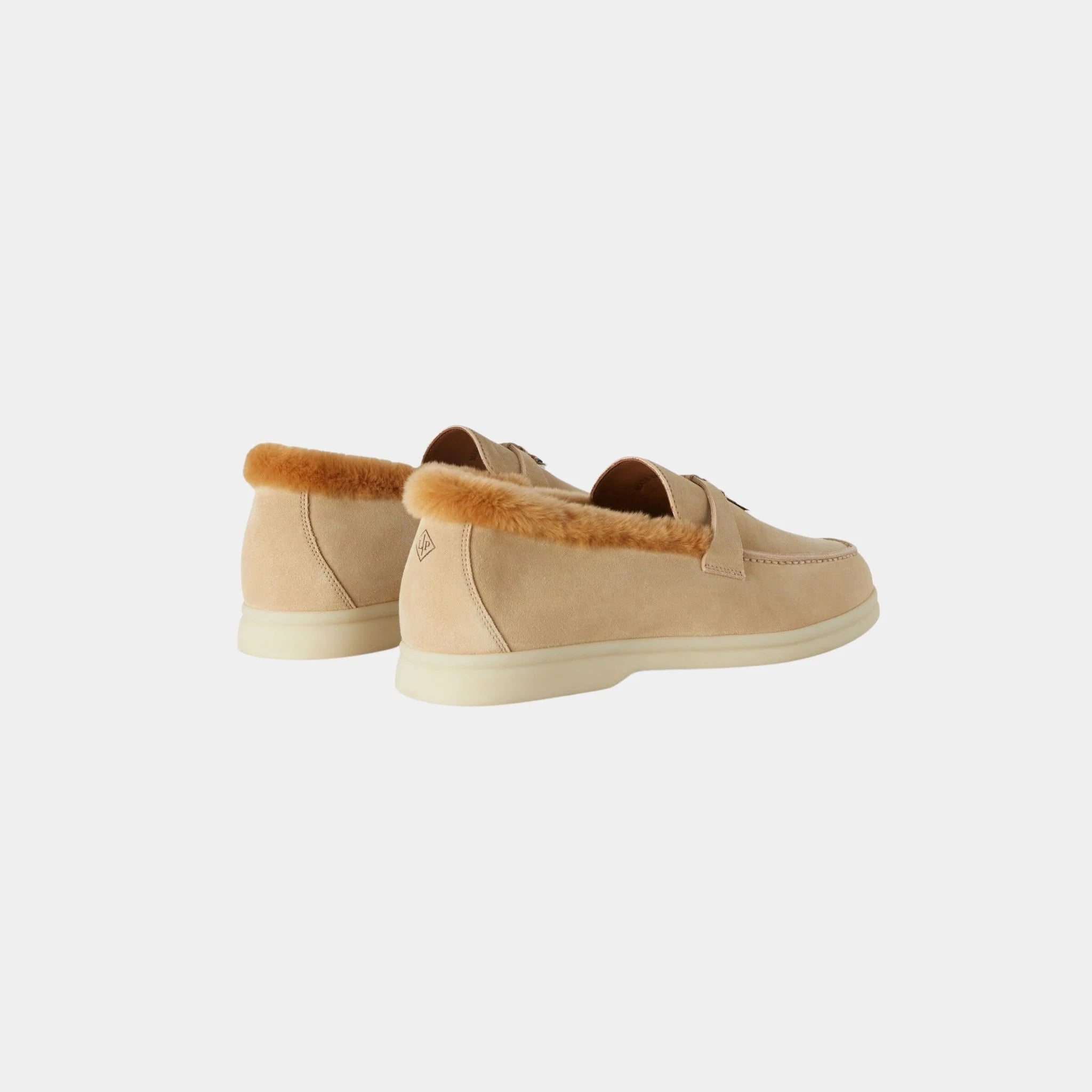 Loro Piana Summer Charms Walk Loafer Suede with Beaver Fur, WIndy Dunes, Back