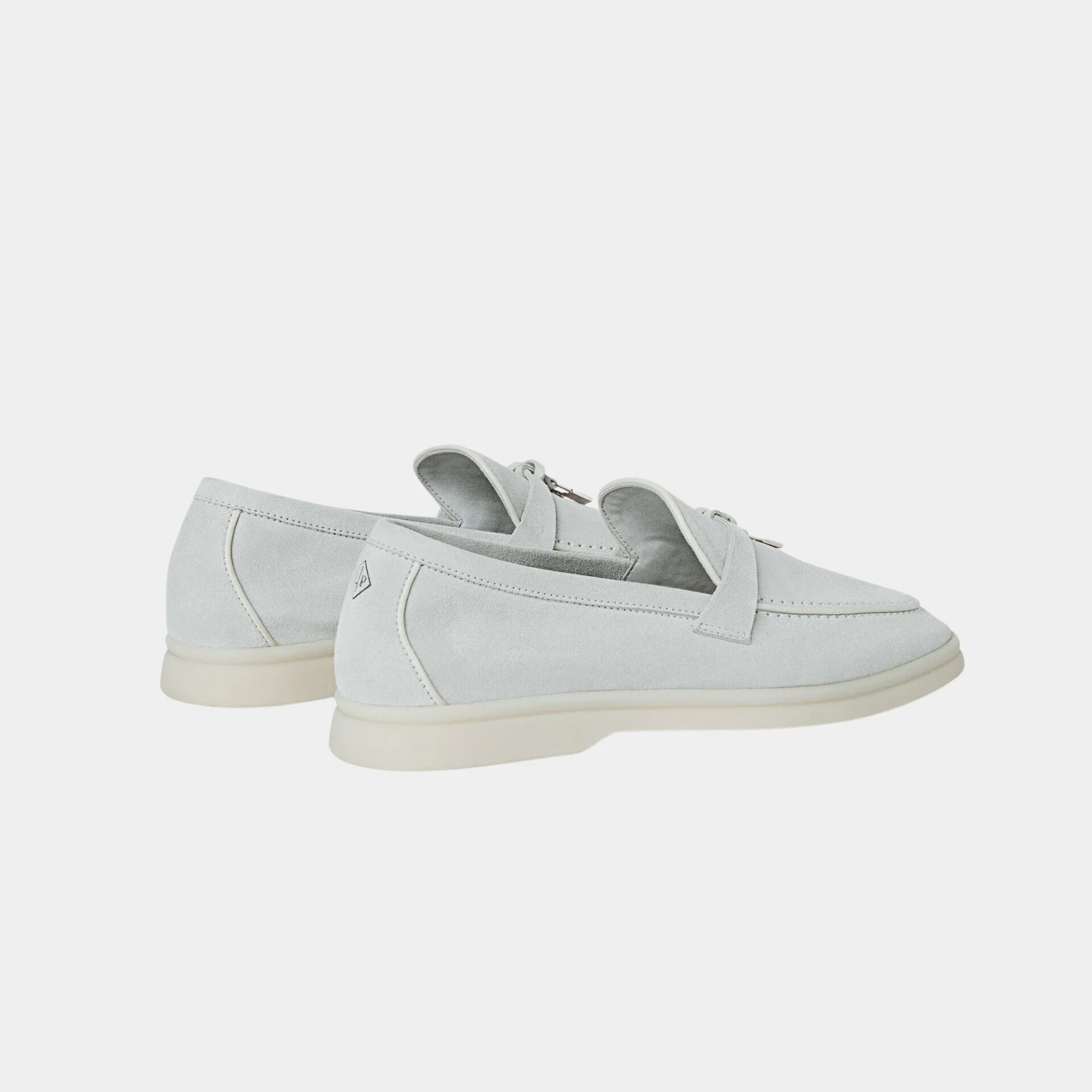 Loro Piana Summer Charms Walk Loafer in Suede & Lambskin, Delicate Dew, Back