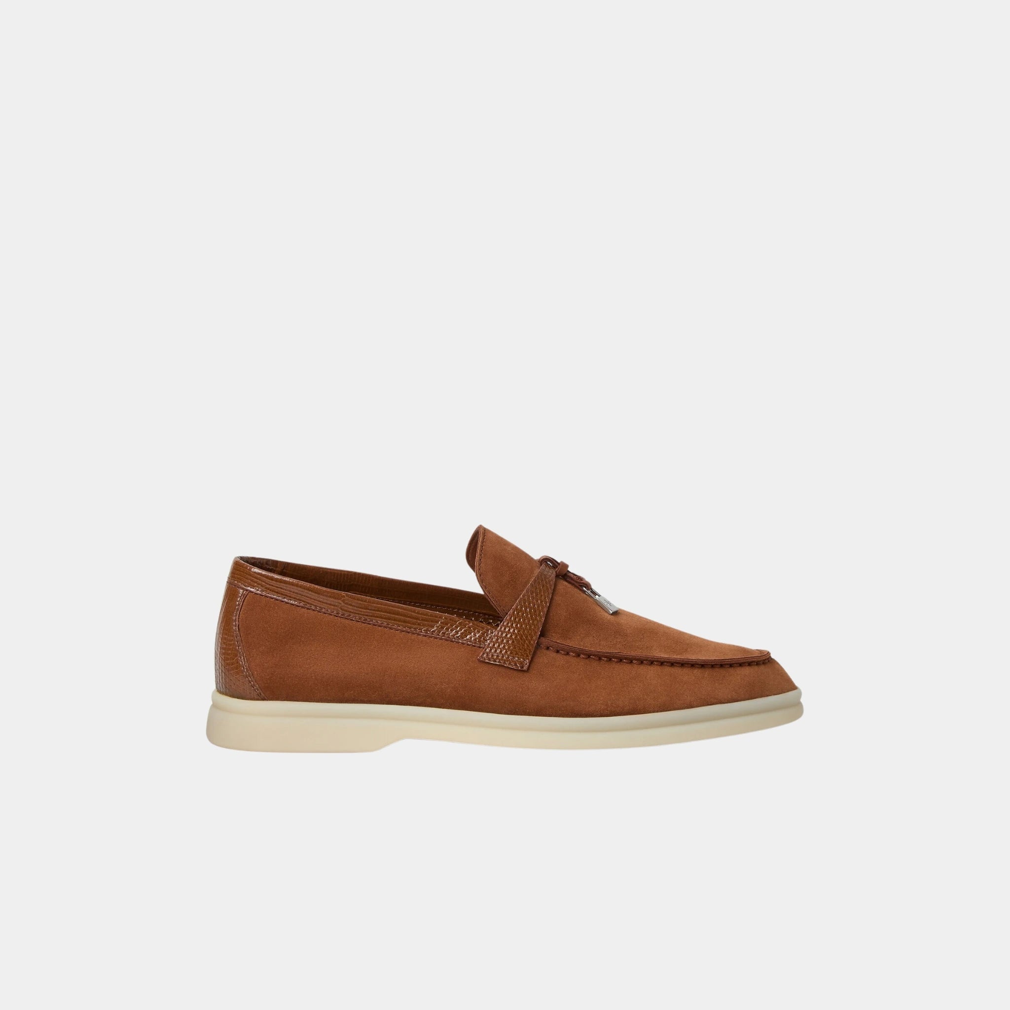 Loro Piana Summer Charms Walk Loafer Suede Lizard Skin, Tart, Side