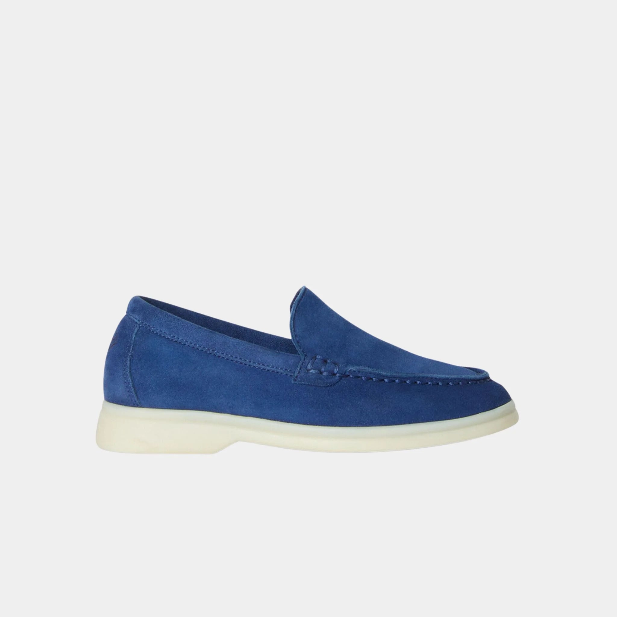 Loro Piana Summer Walk Kids Loafers Suede, Blue Fluorite, Side