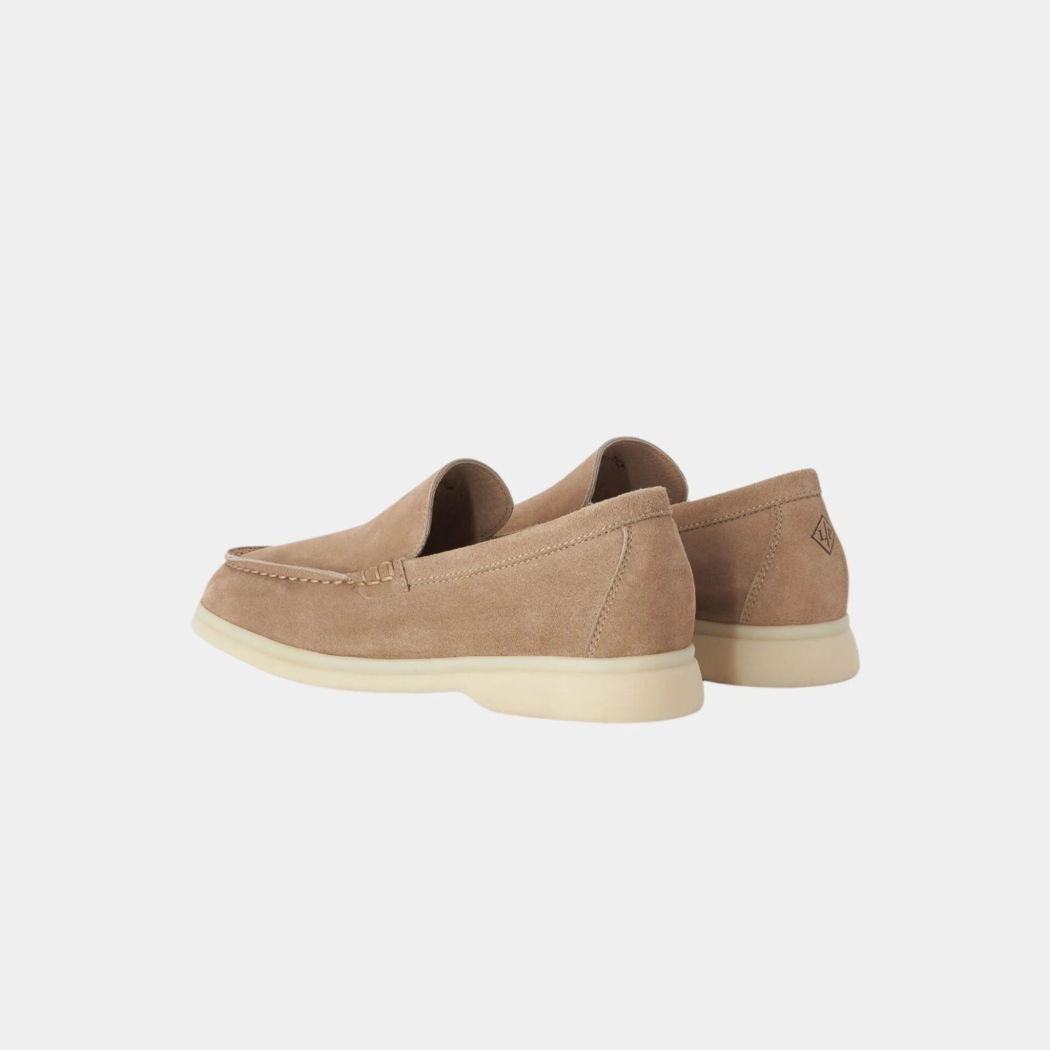 Loro Piana Summer Walk Kids Suede Loafers, Sandstone, Back