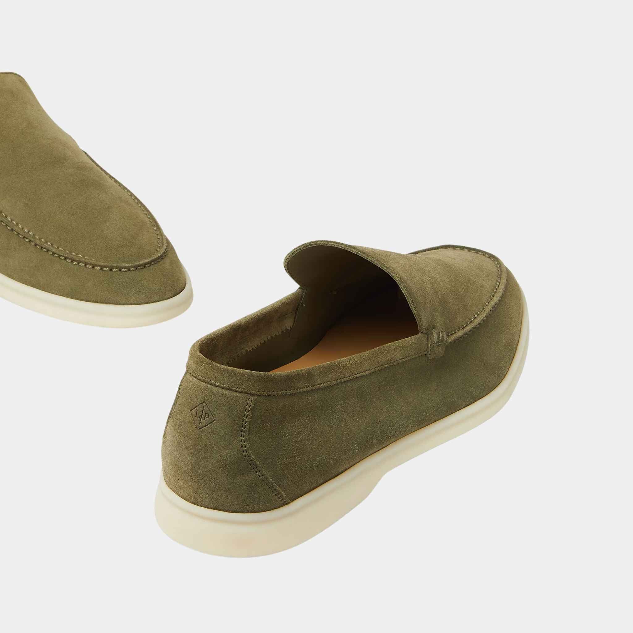 Loro Piana Summer Walk Loafers With Calfskin Lining, Murano Green, Back