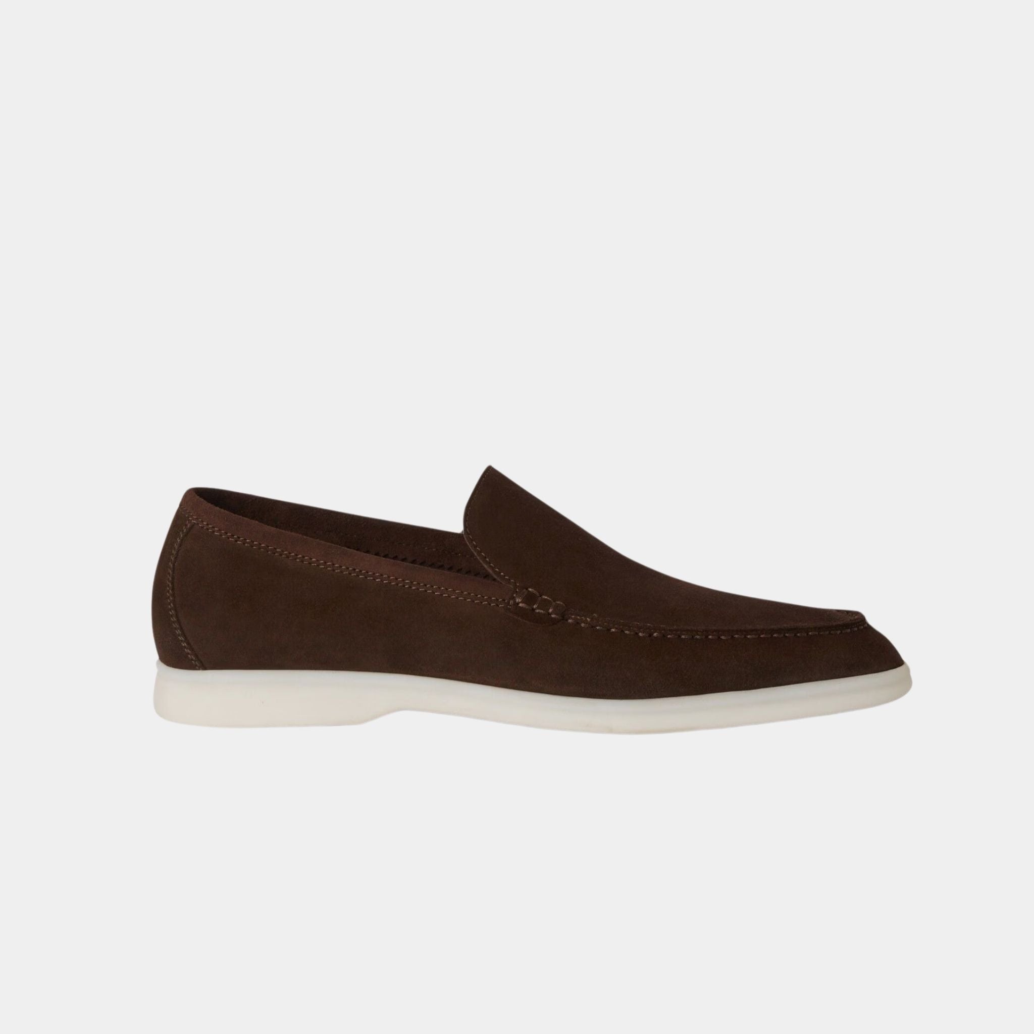 Loro Piana Summer Walk Loafers Suede With Calfskin Lining, Chocolate, Side