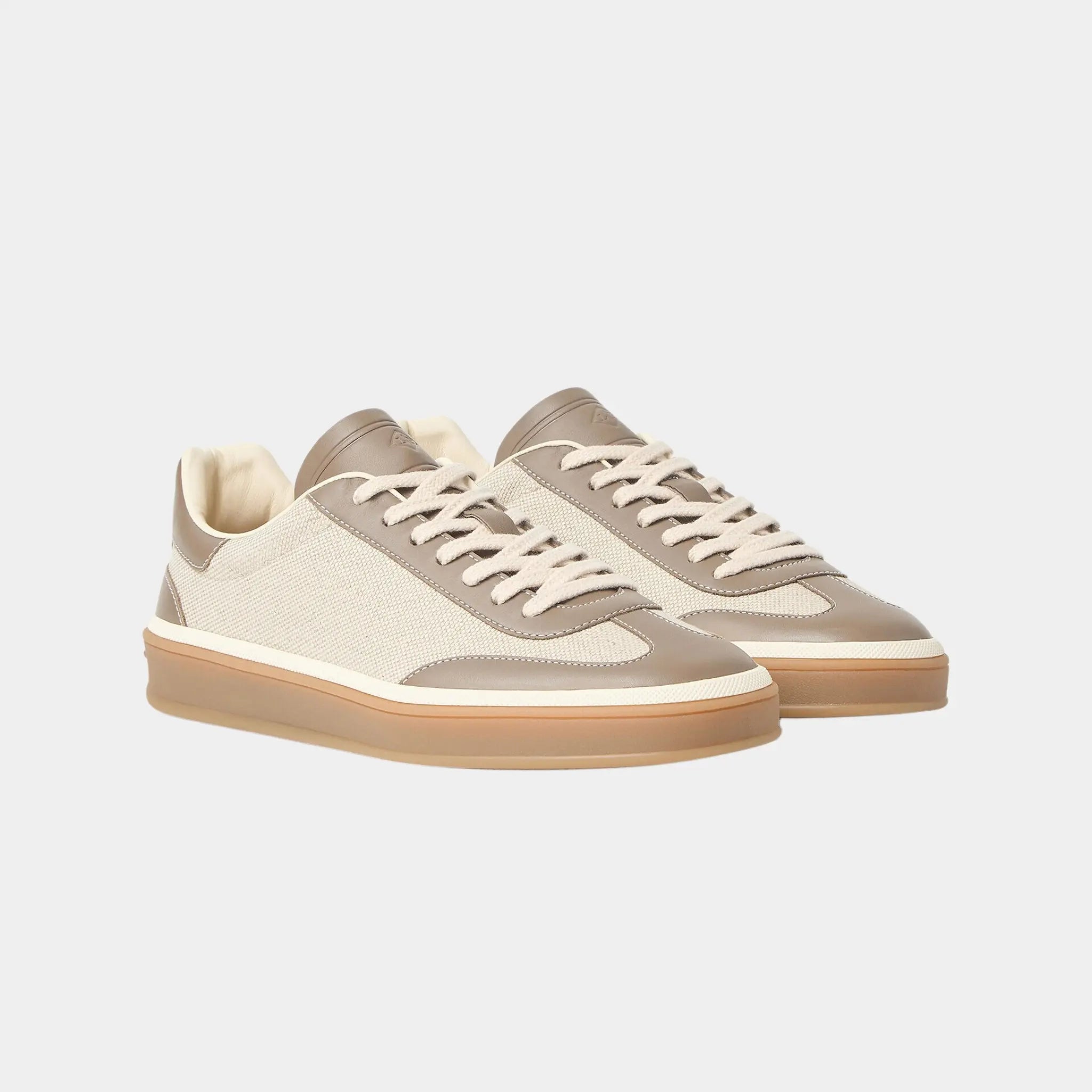 Loro Piana Tennis Walk Sneaker in Cotton & Linen, Natural Almond Tree, Front