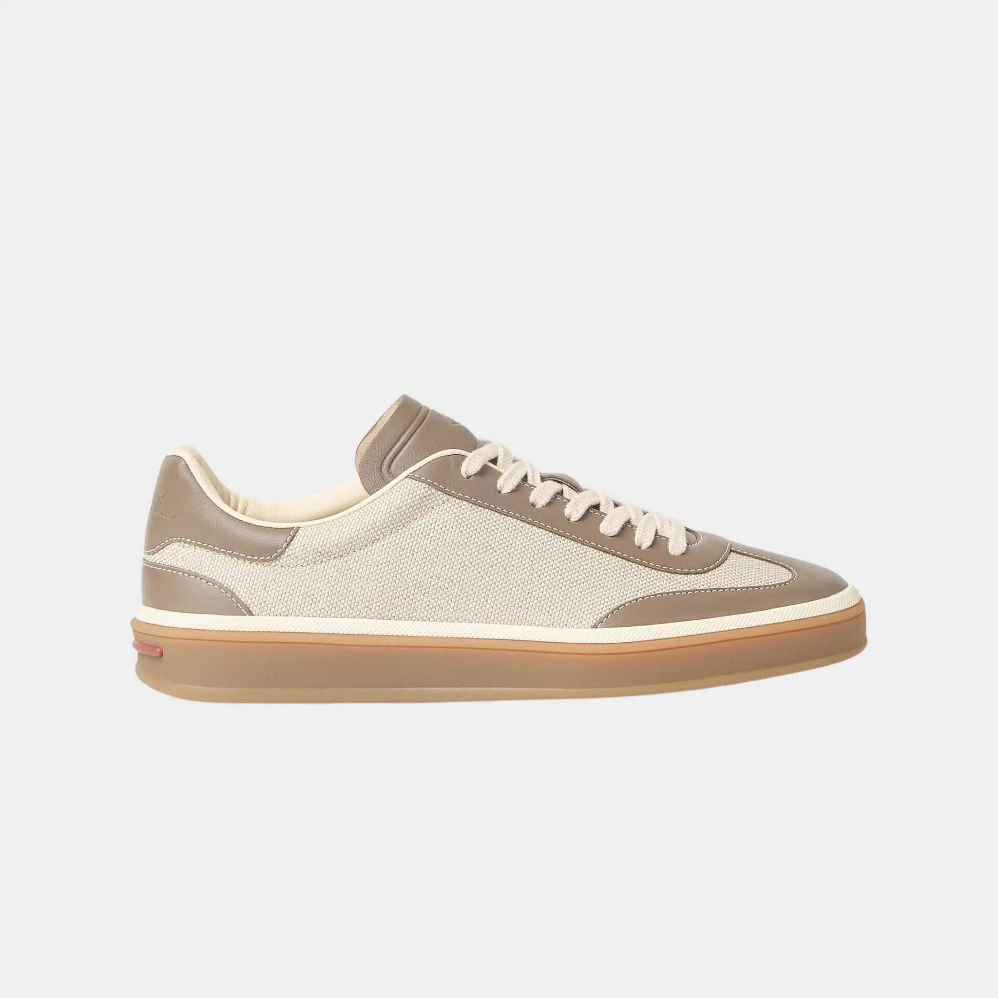 Loro Piana Tennis Walk Sneaker in Cotton & Linen, Natural Almond Tree, Side