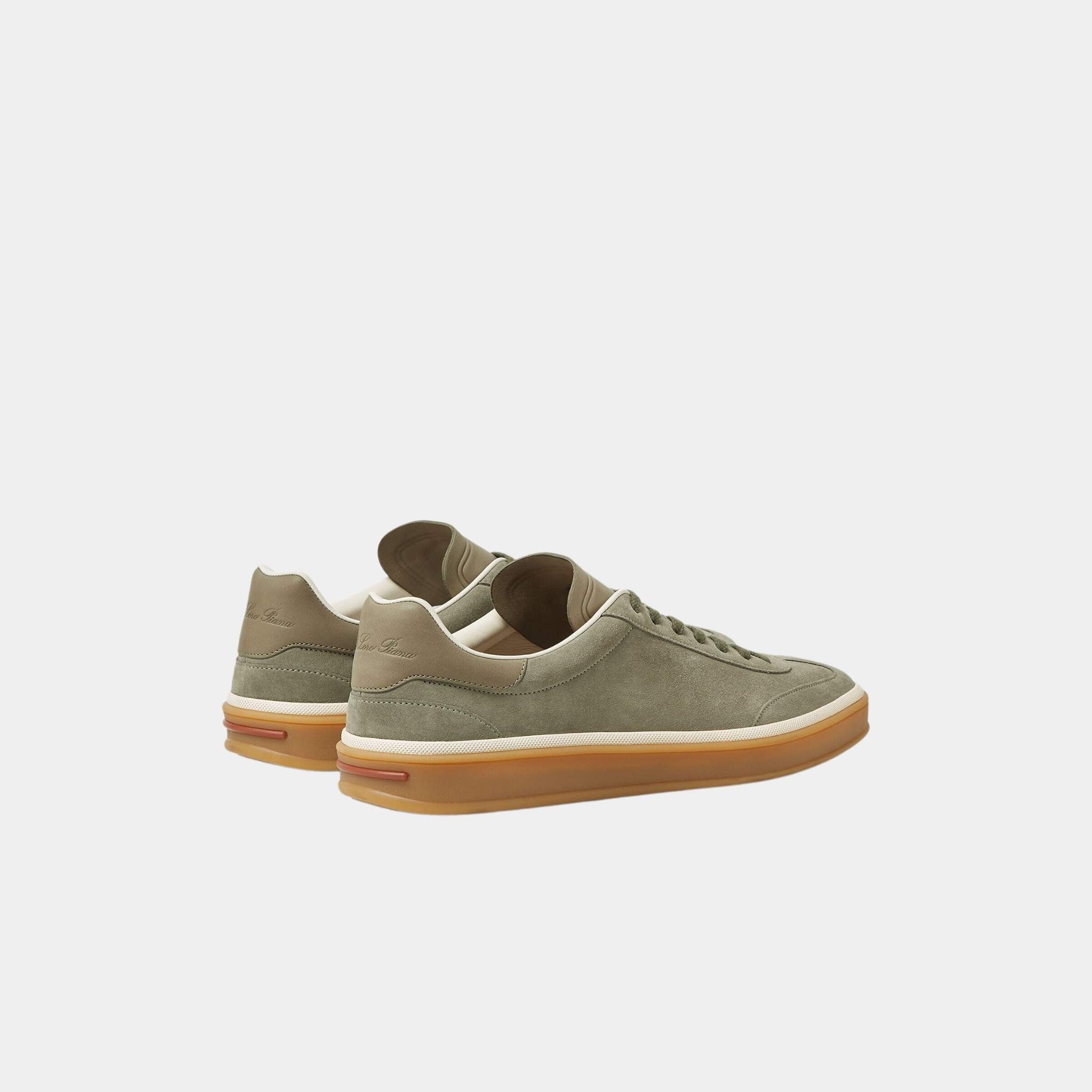 Loro Piana Tennis Walk Sneaker Men Suede Calf Split, Army Gray, Back