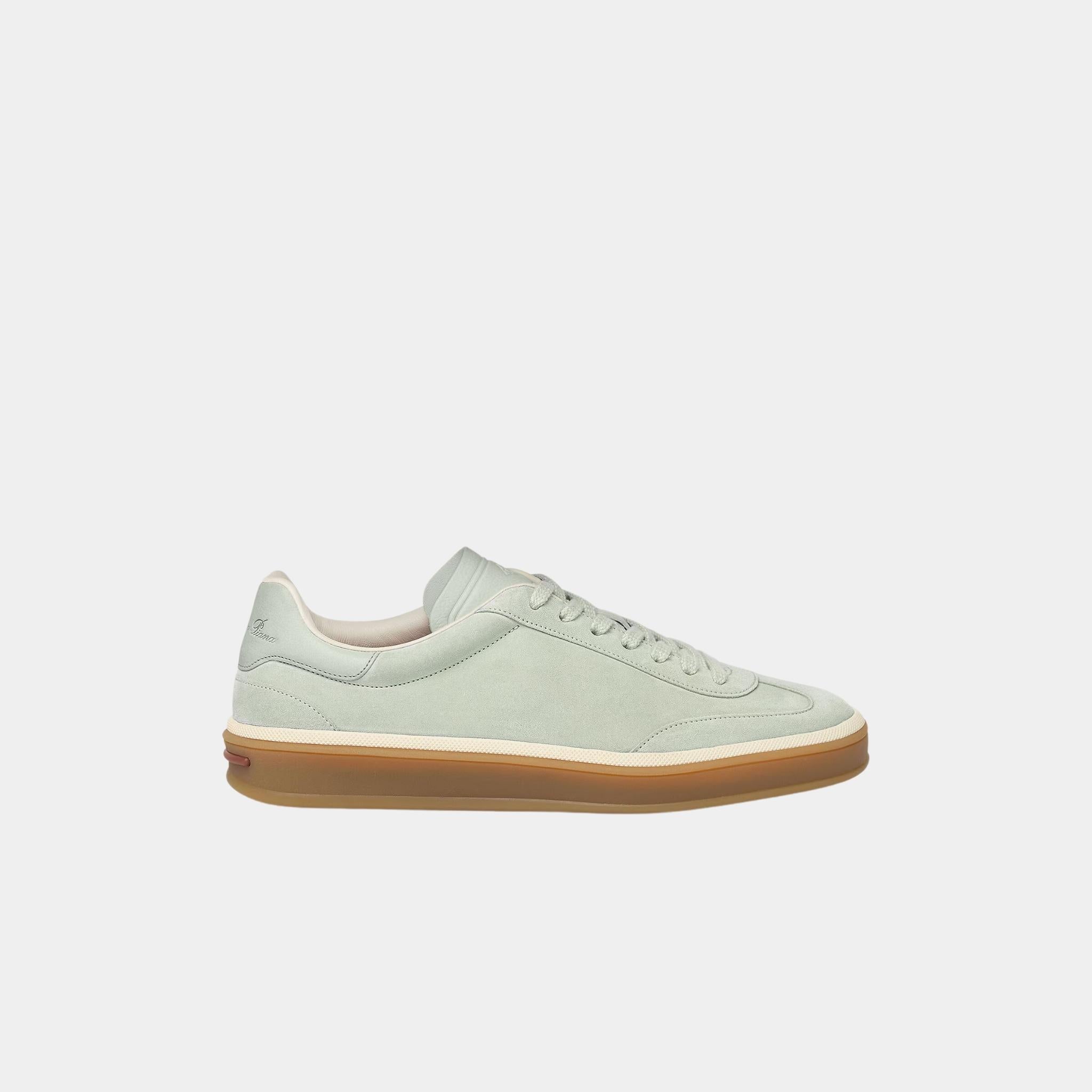 Loro Piana Tennis Walk Sneaker Suede Calf Split, Popsicle Mint, Side
