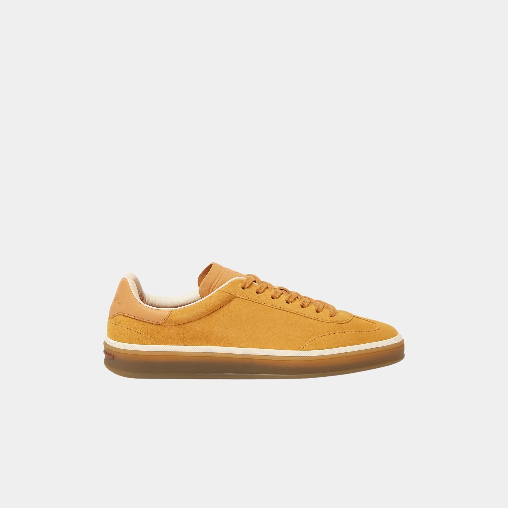 Loro Piana Tennis Walk Sneaker Suede Calf Split, Saffron Tea, Side
