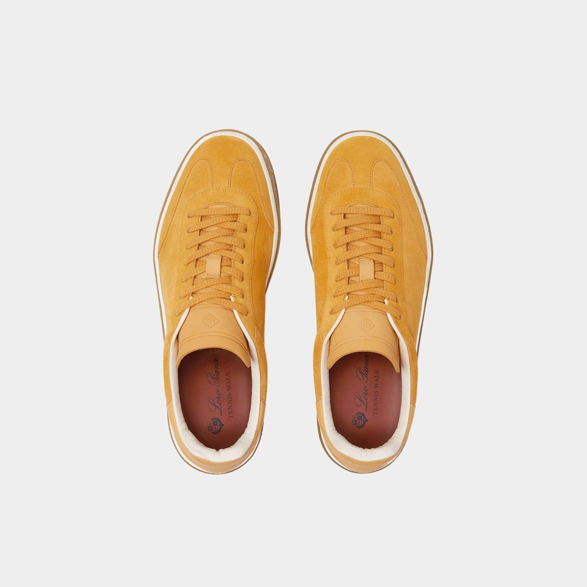 Loro Piana Tennis Walk Sneaker Suede Calf Split, Saffron Tea, Top
