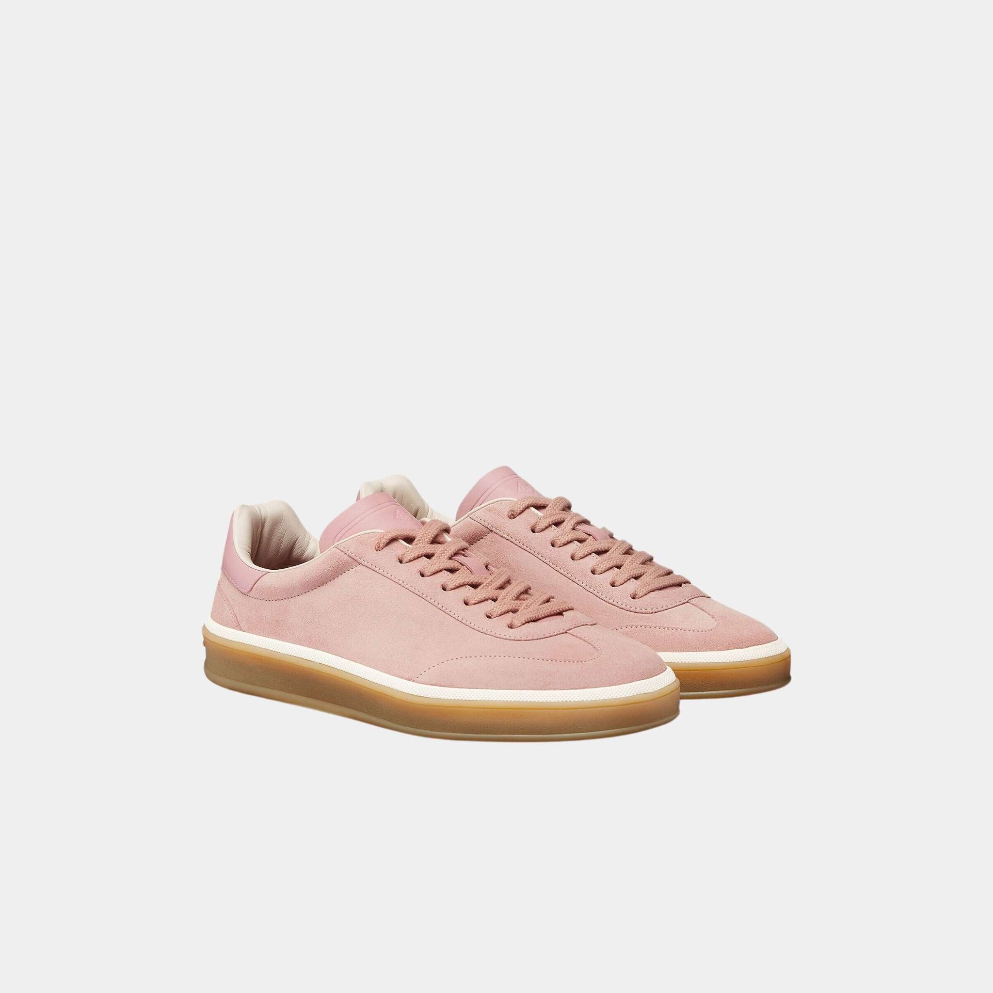 Loro Piana Tennis Walk Sneaker Suede Calf Split, Summer Pink, Front
