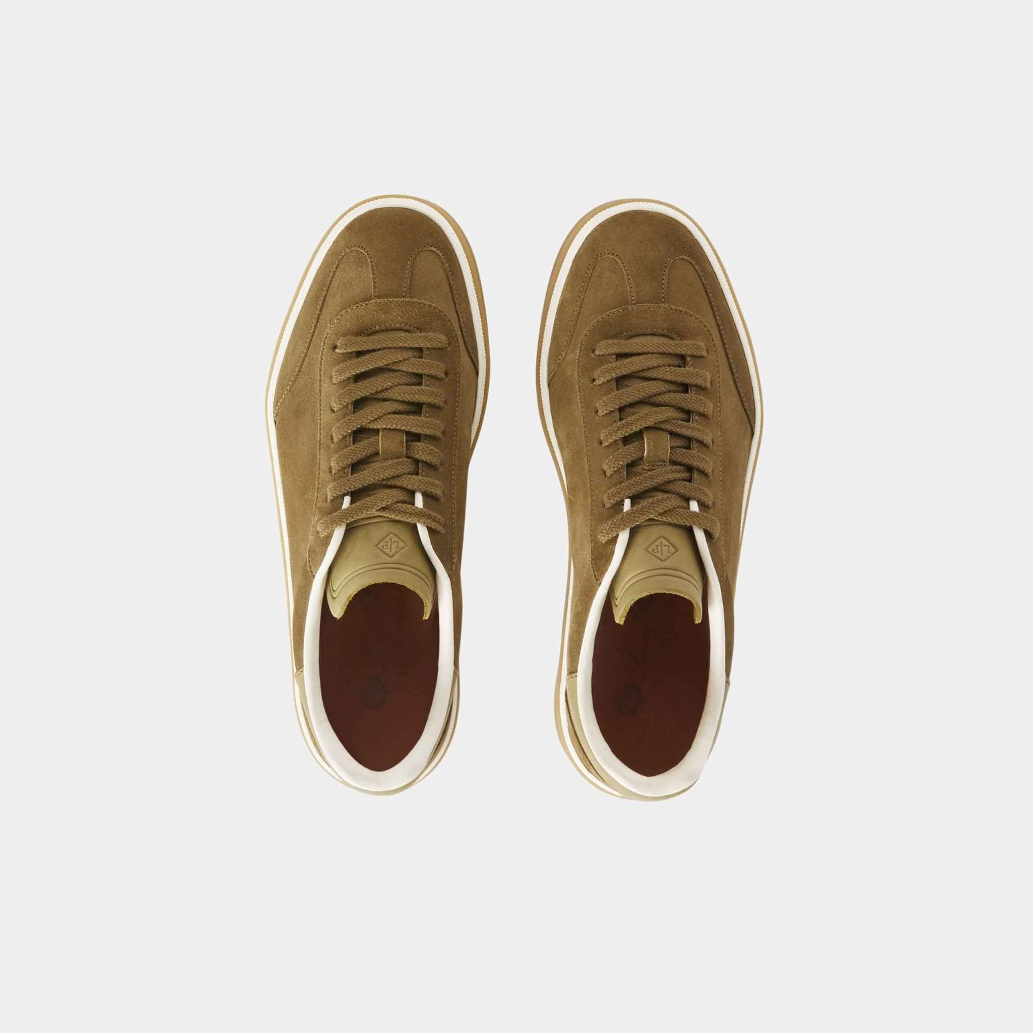 Loro Piana Tennis Walk Sneaker Suede Calf Split, Tundra Green, Top