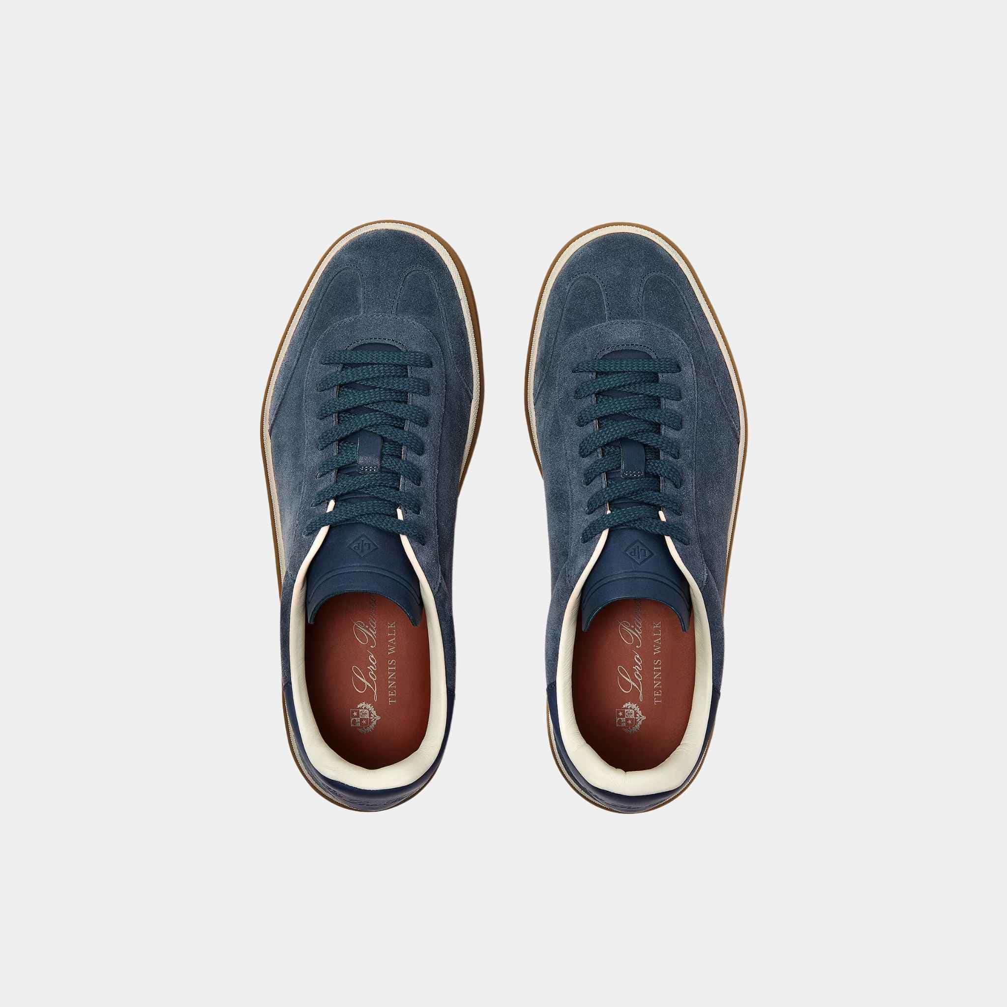 Loro Piana Tennis Walk Suede Calf Split Sneaker, Black Figs, Top