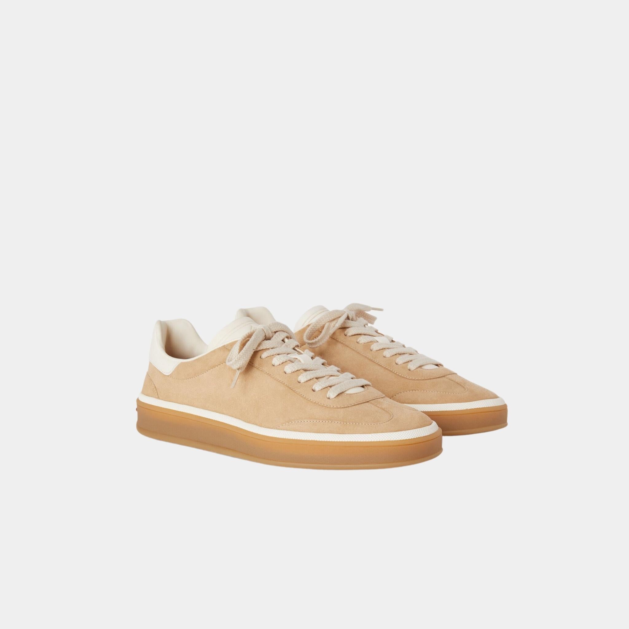 Loro Piana Tennis Walk Suede Calf Split Sneaker, Windy Dunes, Front
