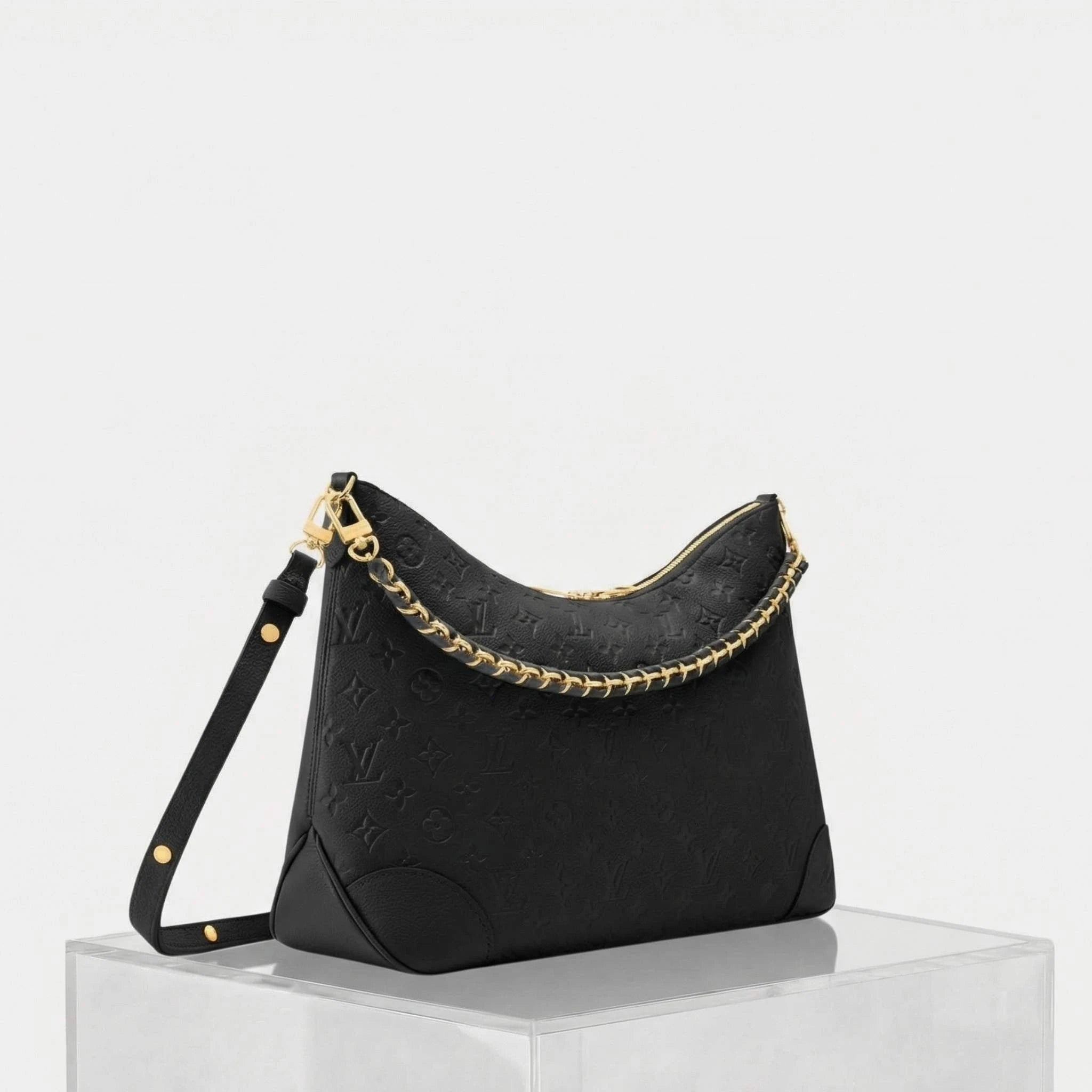 Louis Vuitton Boulogne GM Bag, Black, Side