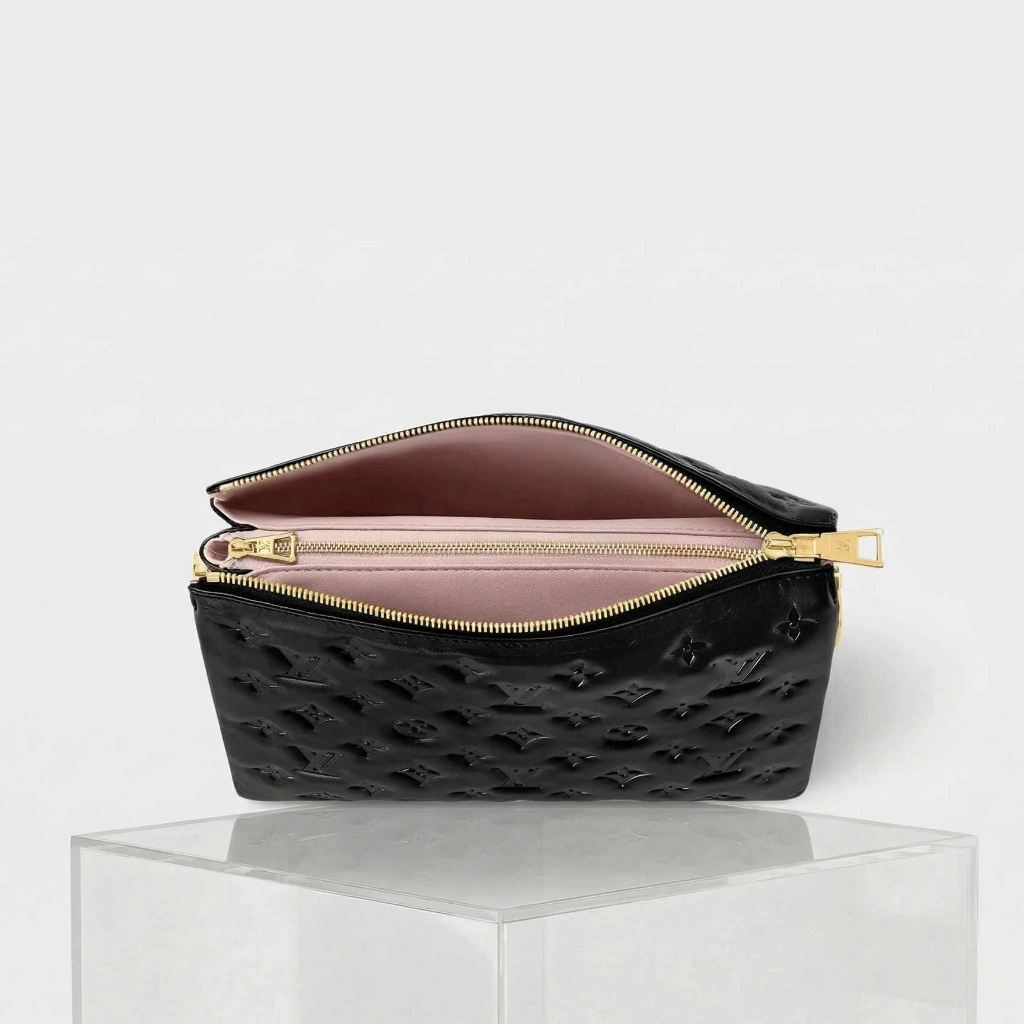 Louis Vuitton Coussin PM Handbag Monogram-embossed Puffy Lambskin, Black, Inside