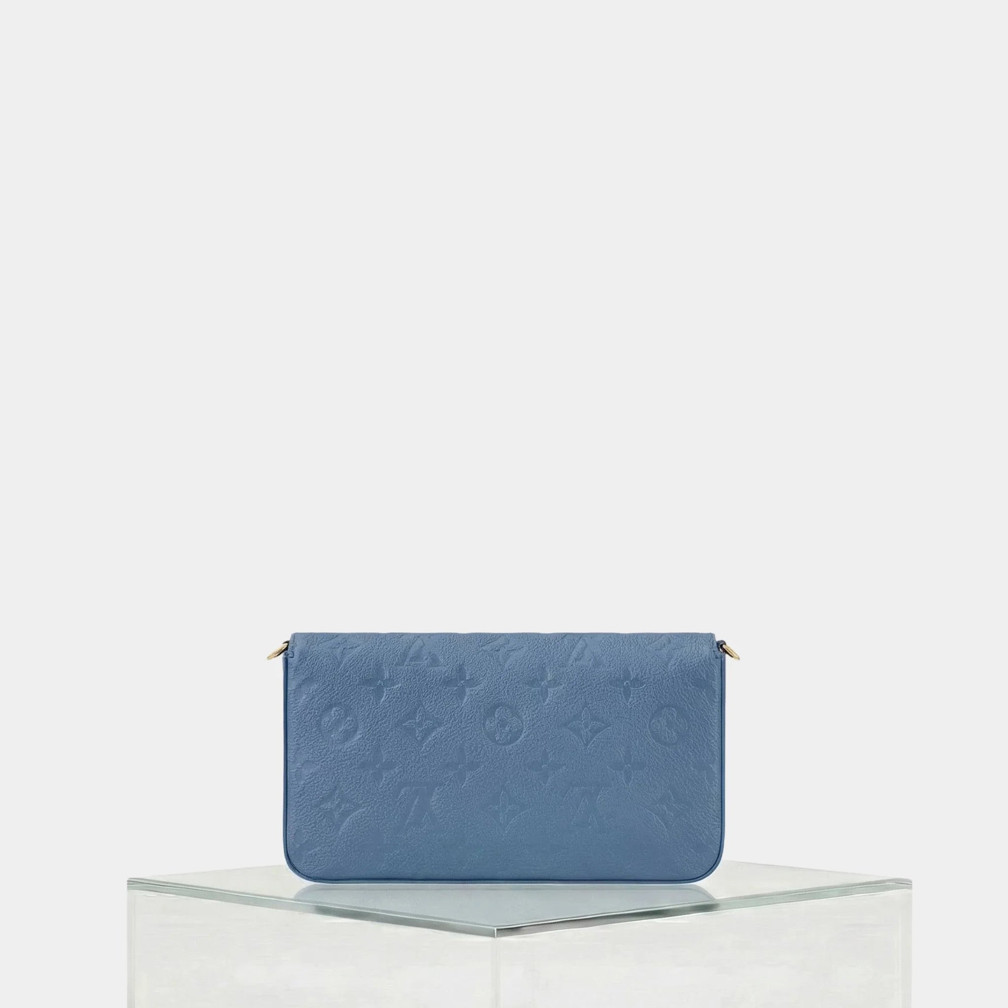 Louis Vuitton Félicie Pochette Handbag Monogram Empreinte, Bleu Jean, Back