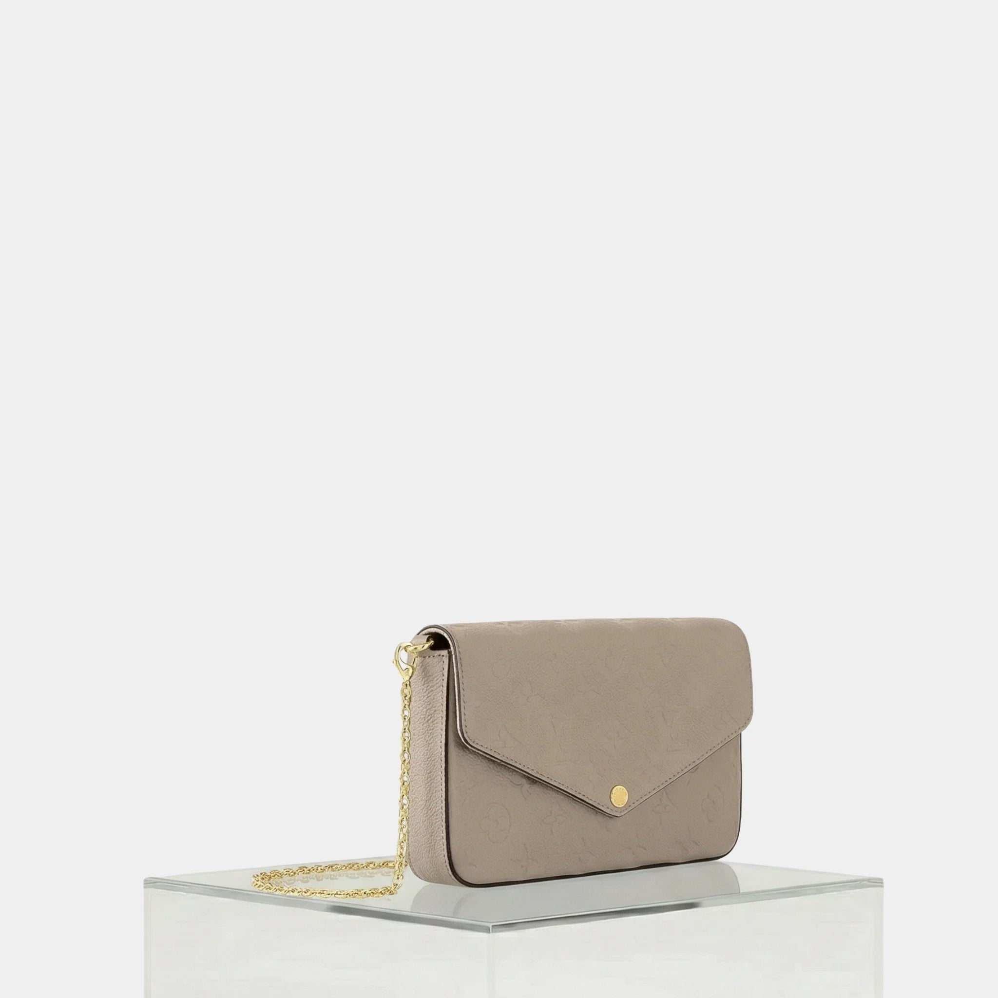 Louis Vuitton Félicie Pochette Handbag Monogram Empreinte, Tourtelle, Side