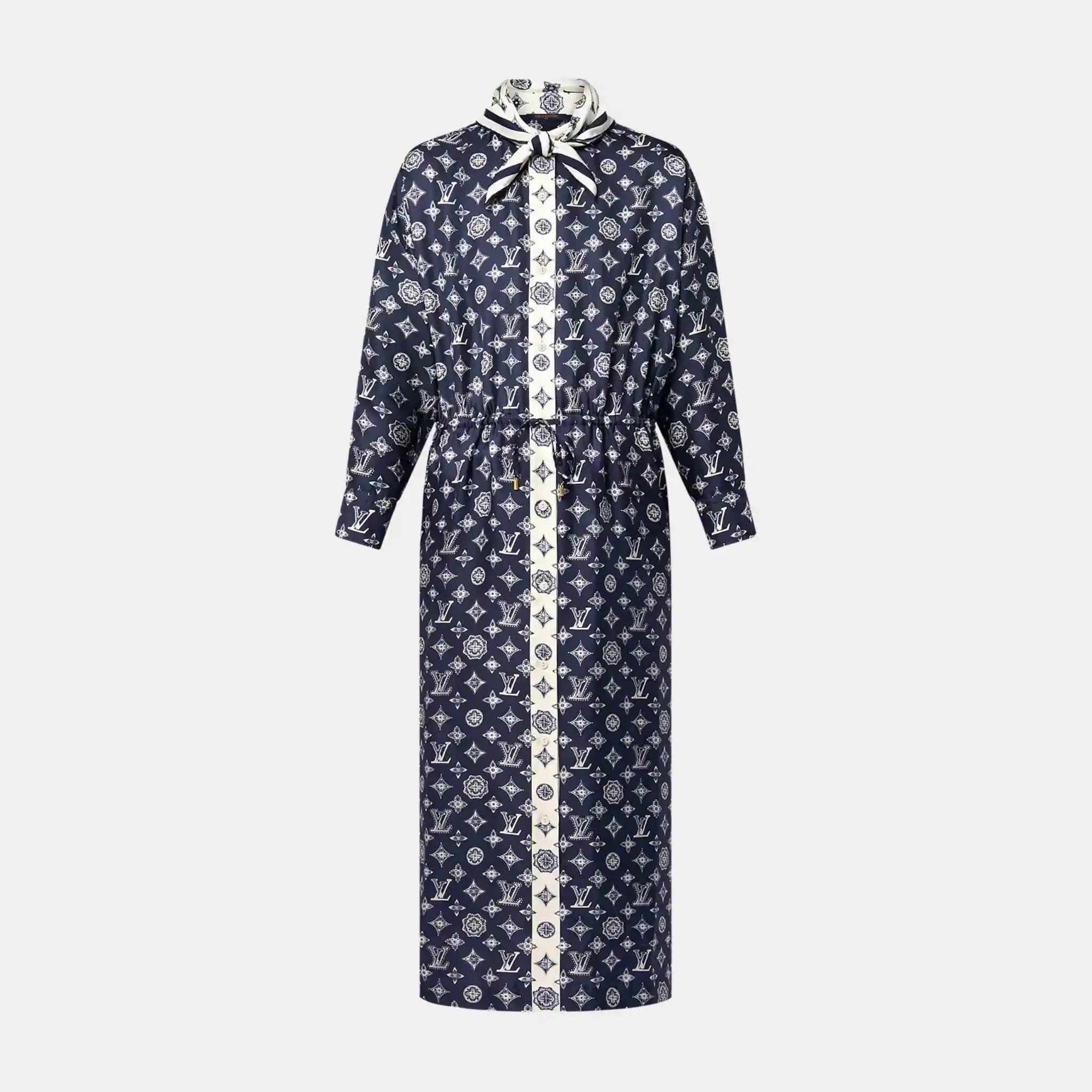 Louis Vuitton Monogram Silk Dress Navy, Front
