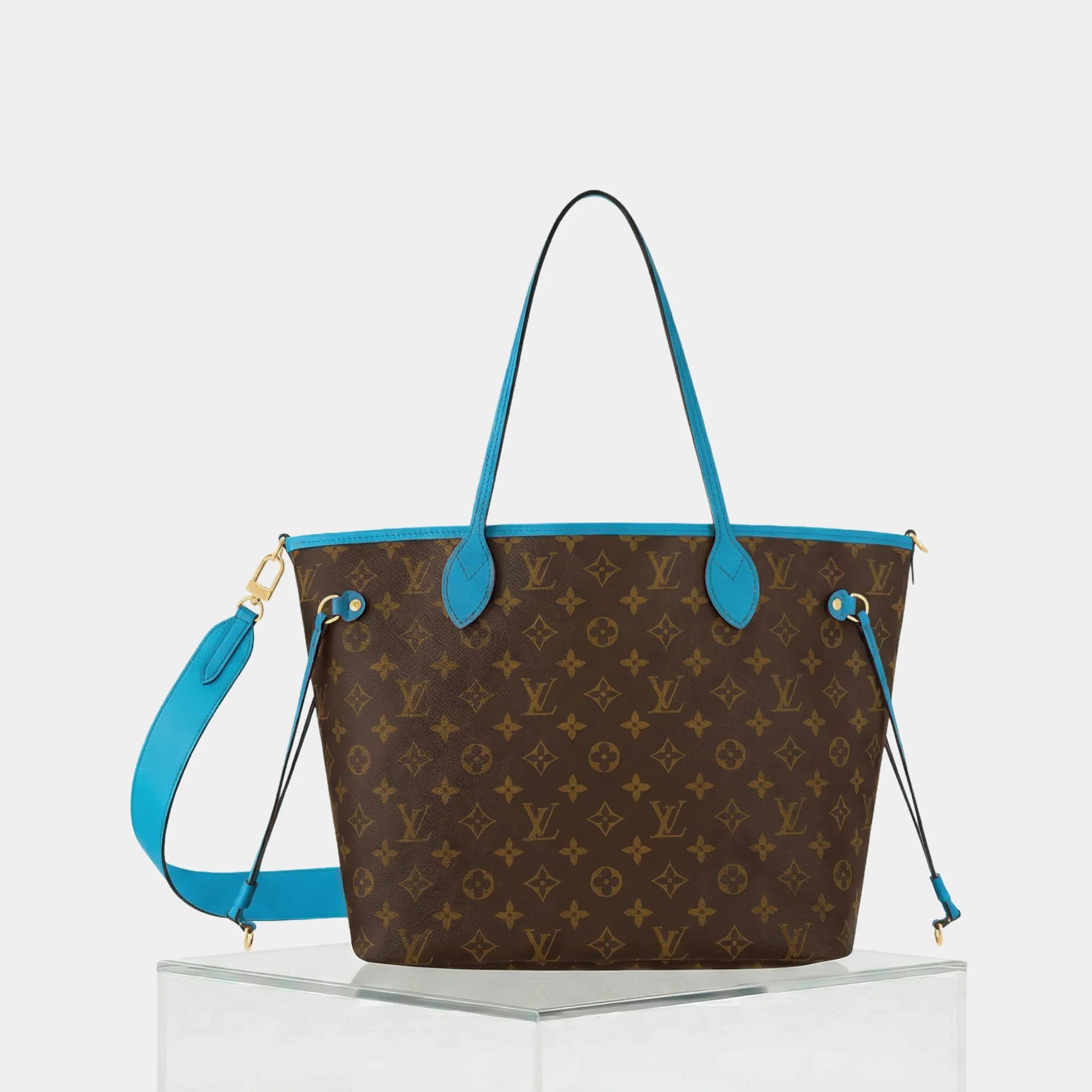 Louis Vuitton Neverfull Bandoulière Monogram Inside Out MM Handbag, Gaston Blue, Reverse