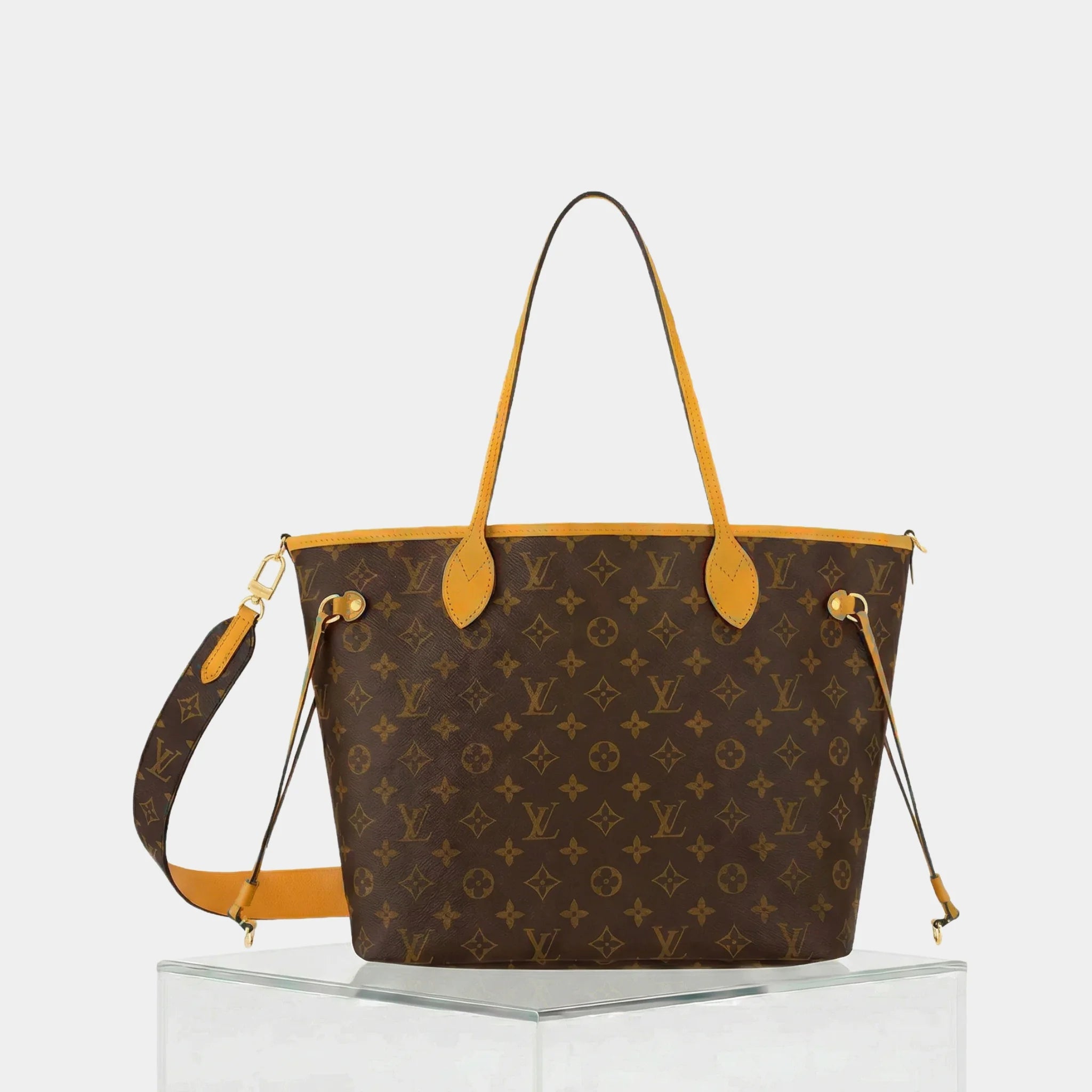 Louis Vuitton Neverfull Bandoulière Monogram Inside Out MM Handbag, Safran Yellow, Reverse